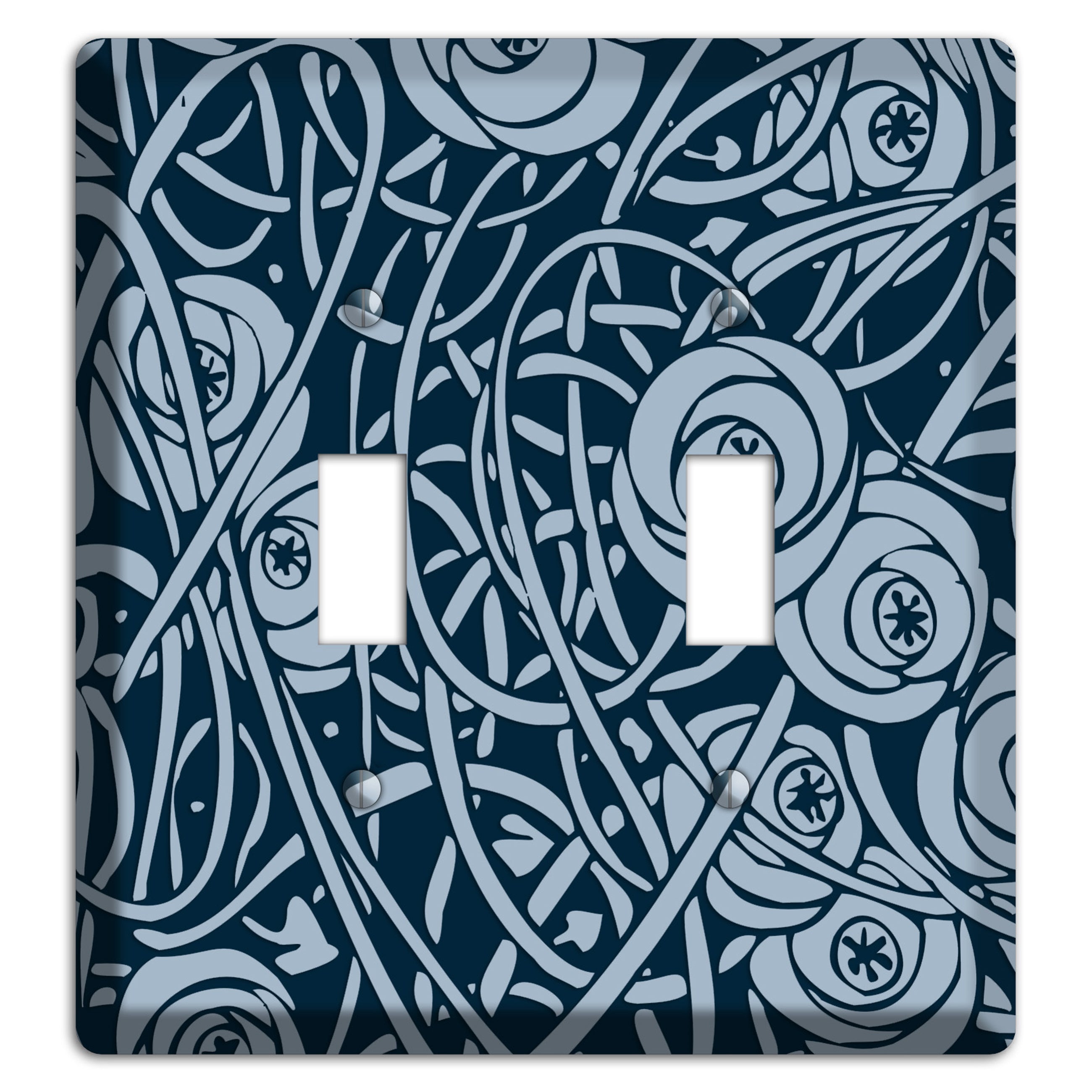 Navy Abstract Floral 2 Toggle Wallplate
