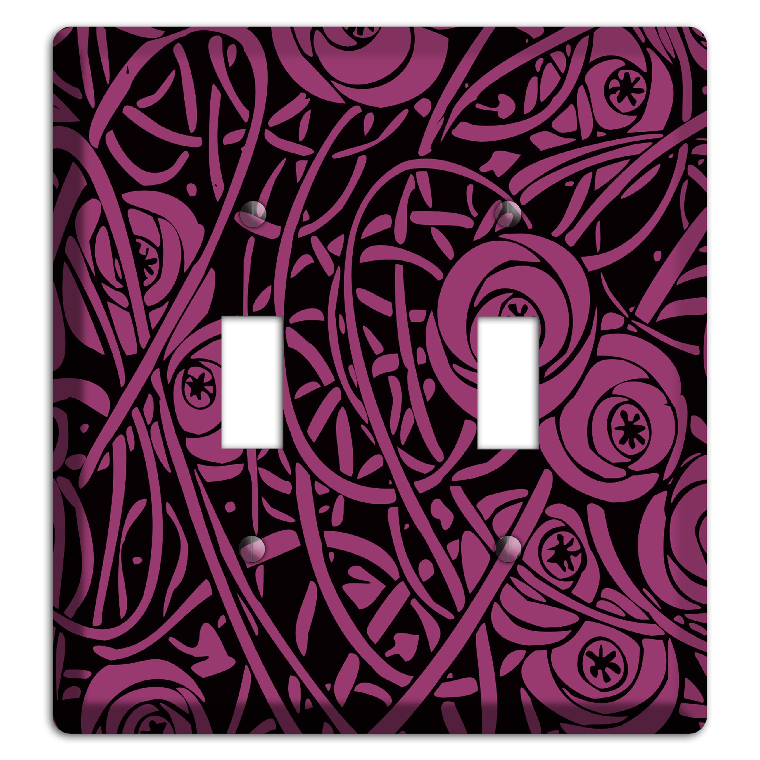 Fuschia Deco Floral 2 Toggle Wallplate