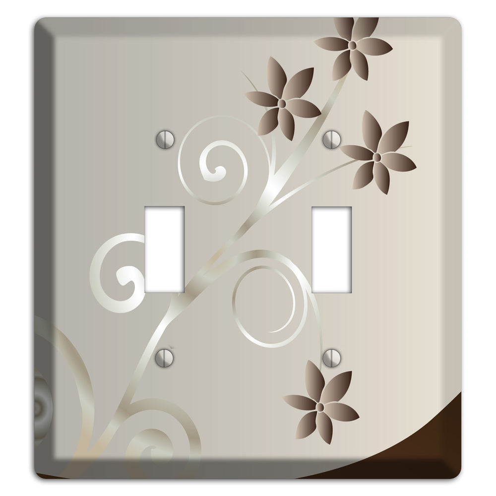 Grey Floral Swirl Sprig 2 Toggle Wallplate