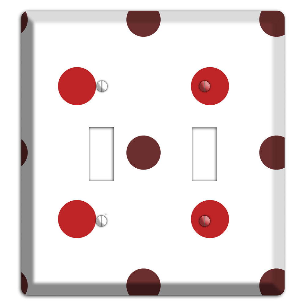 Red and Brown Medium Polka Dots 2 Toggle Wallplate