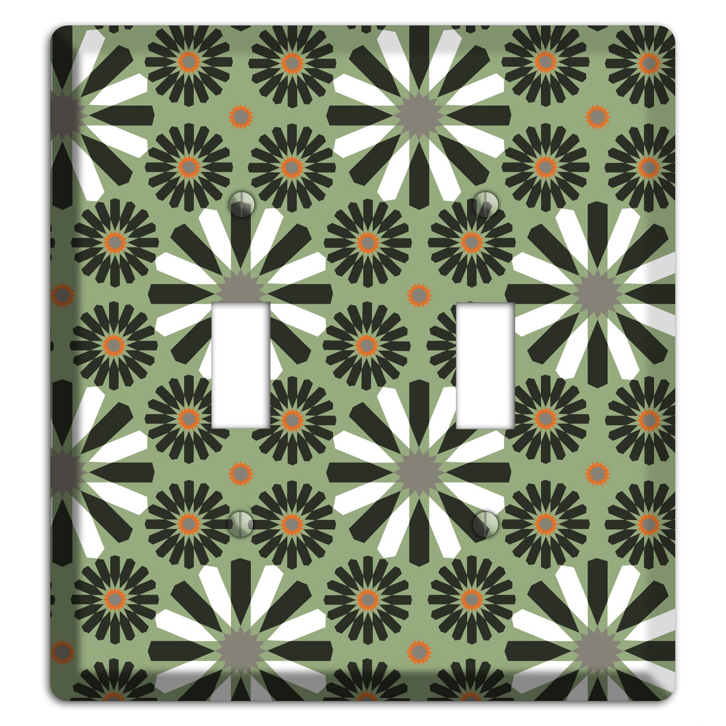 Olive with Scandinavian Floral 2 Toggle Wallplate