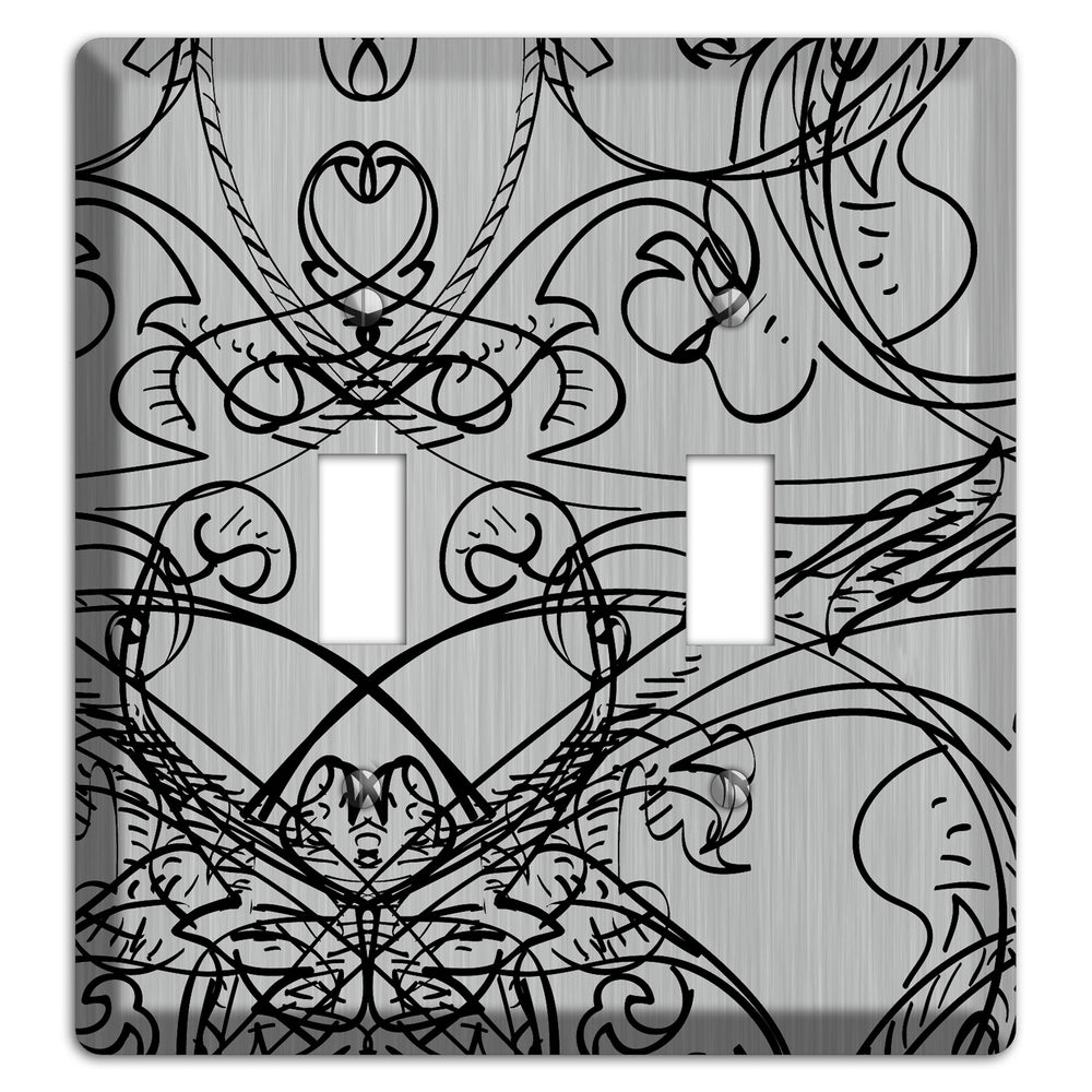 Black Deco Sketch Stainless Steel 2 Toggle Wallplate