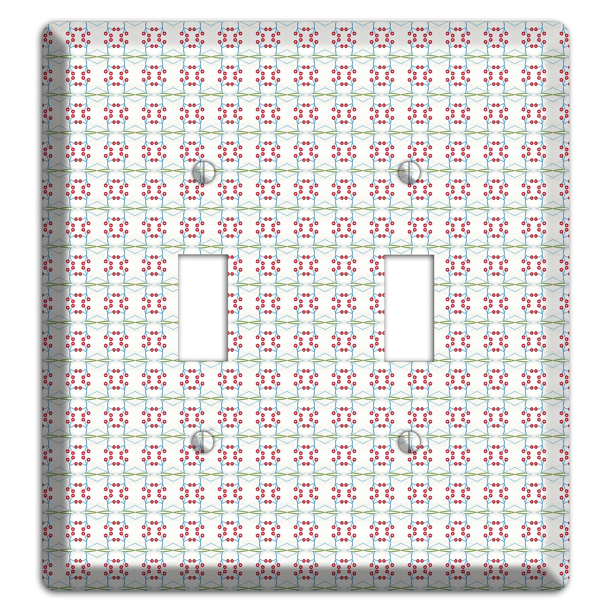 White with Red and Green Tapestry 2 Toggle Wallplate