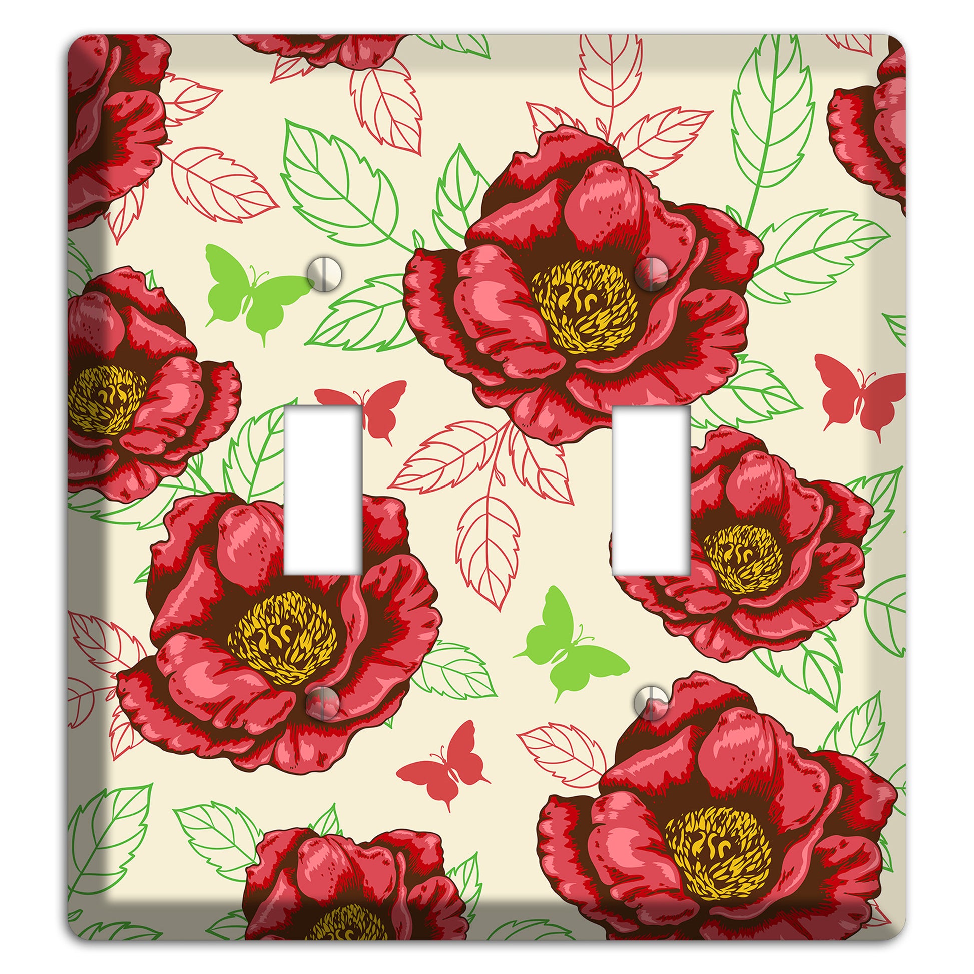 Red Peony Style B 2 Toggle Wallplate