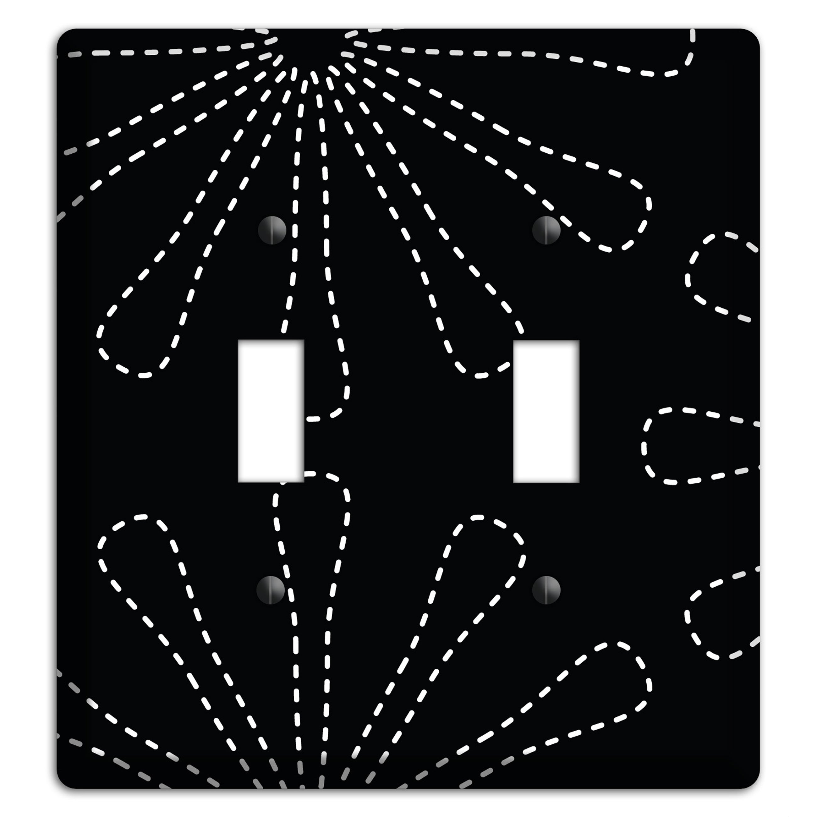Black with White Retro Stipple Floral Contour 2 Toggle Wallplate