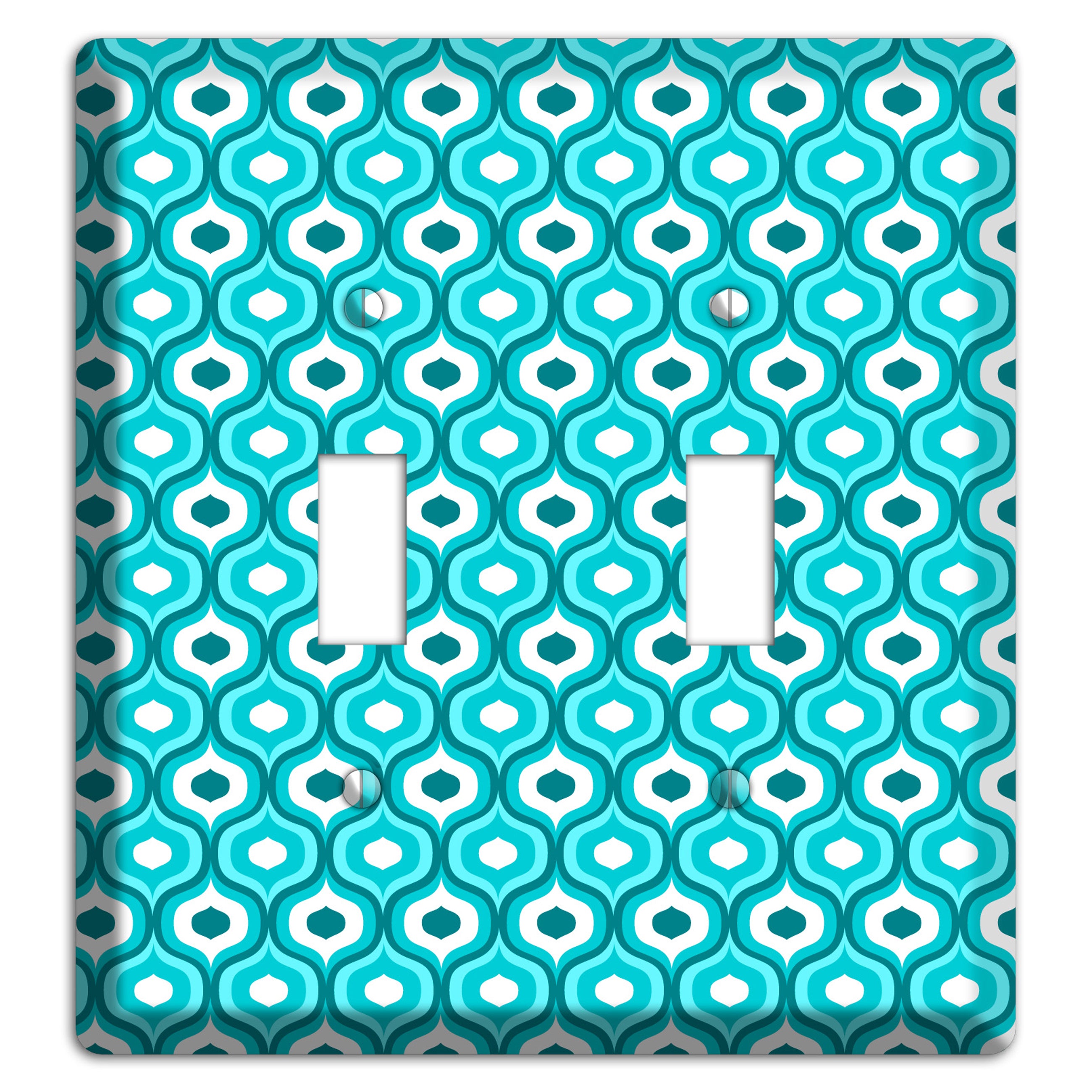 Multi Turquoise Double Scallop 2 2 Toggle Wallplate