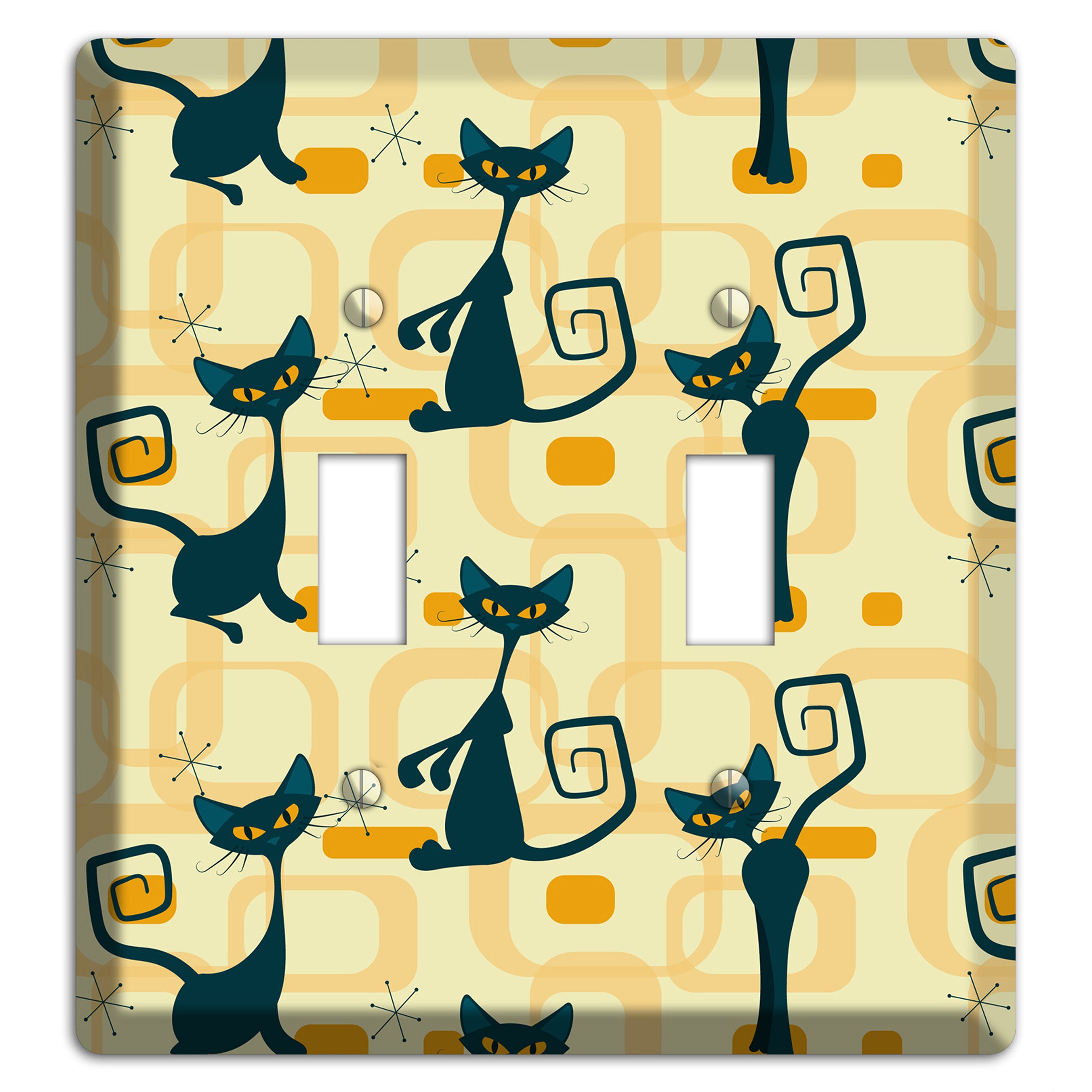 Navy Kitties 2 Toggle Wallplate