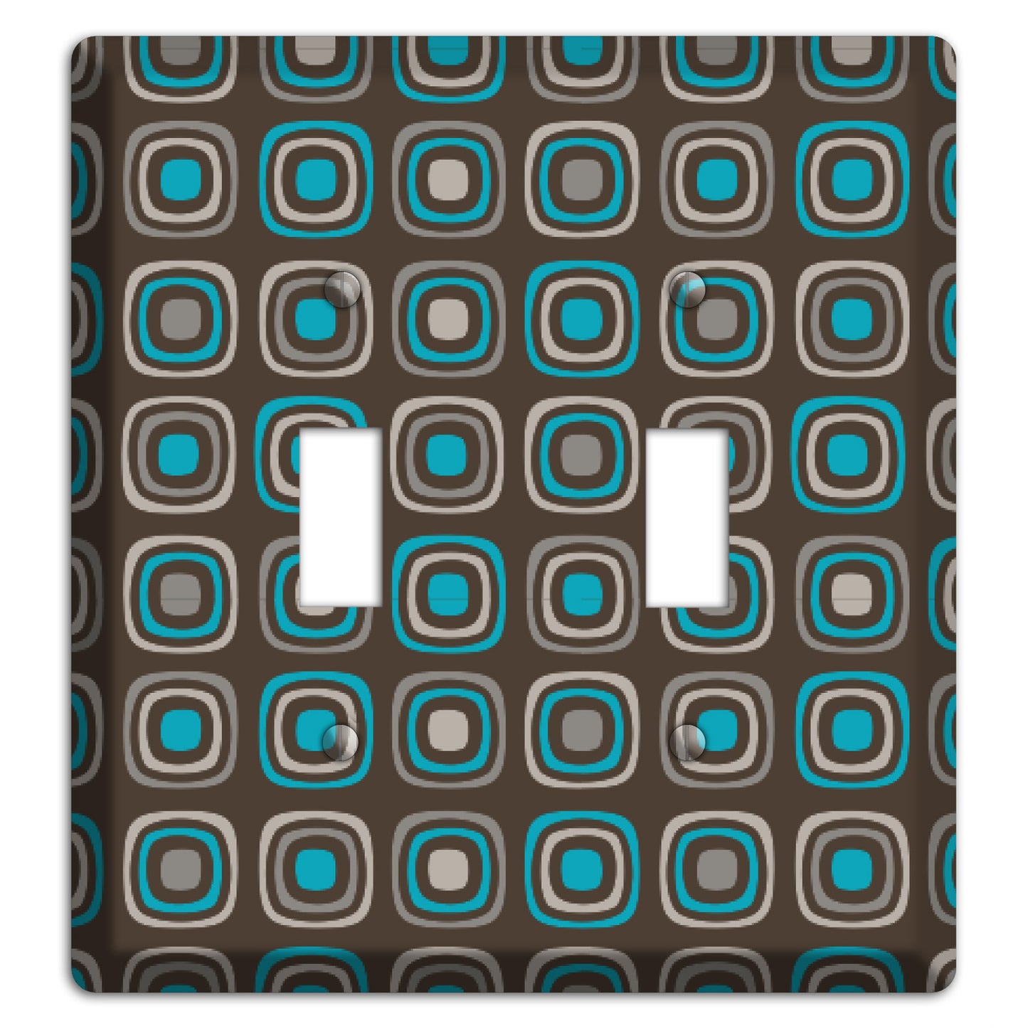 Brown and Blue Rounded Squares 2 Toggle Wallplate