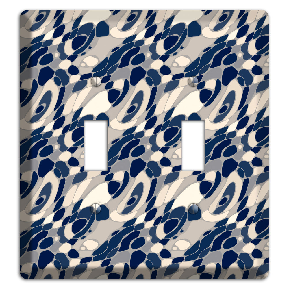 Blue and Beige Large Abstract 2 Toggle Wallplate