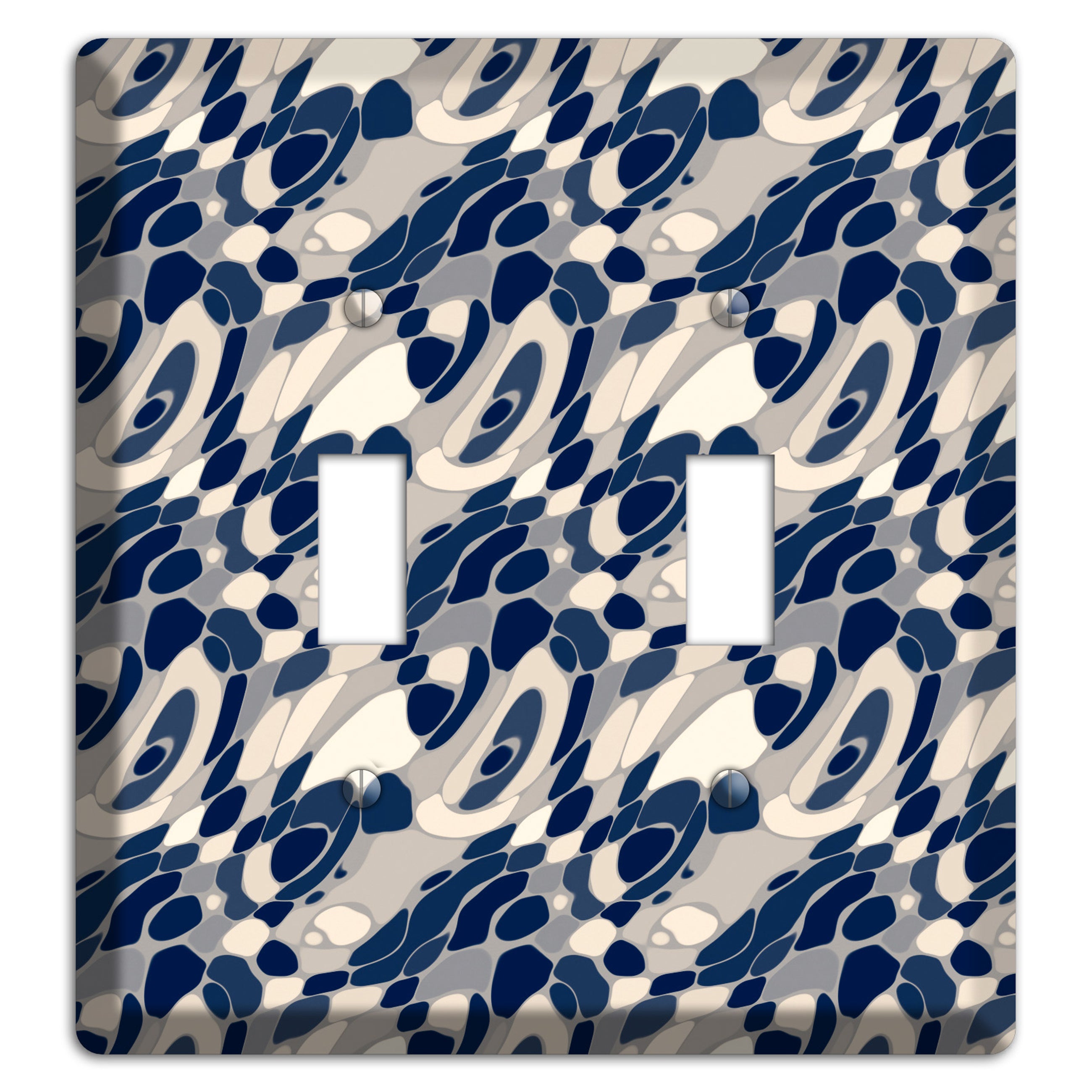 Blue and Beige Large Abstract 2 Toggle Wallplate