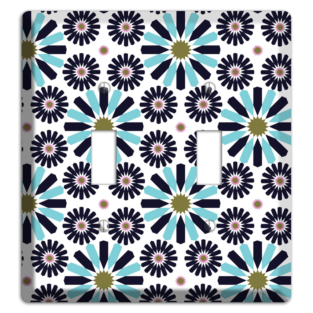 Dusty Blue and Olive Scandinavian Floral 2 Toggle Wallplate