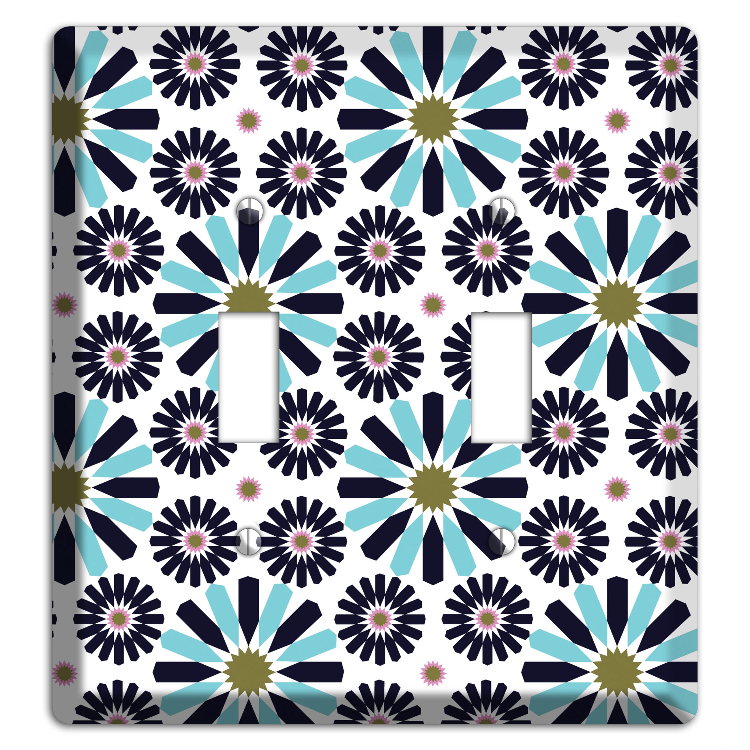 Dusty Blue and Olive Scandinavian Floral 2 Toggle Wallplate