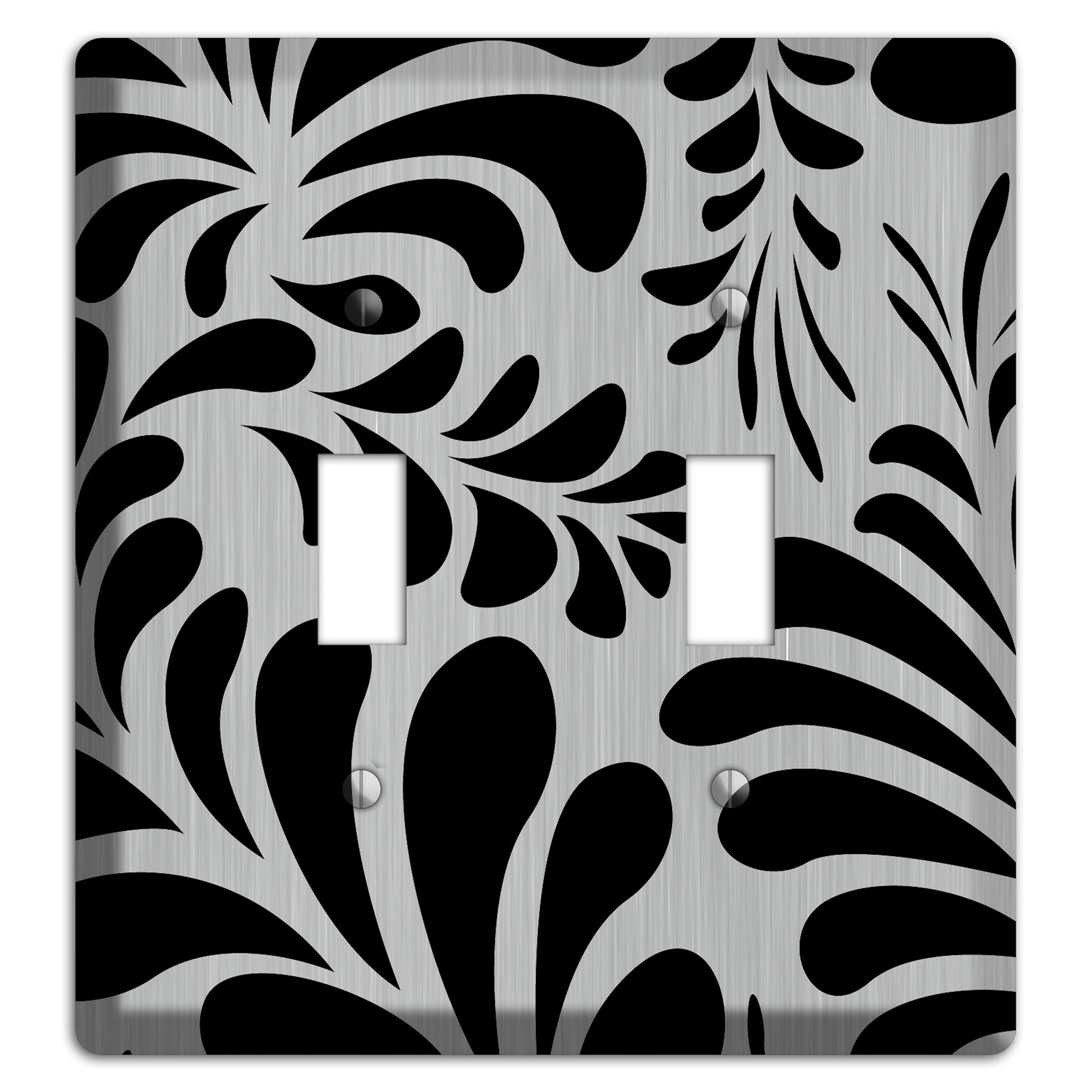 Black Herati  Stainless 2 Toggle Wallplate