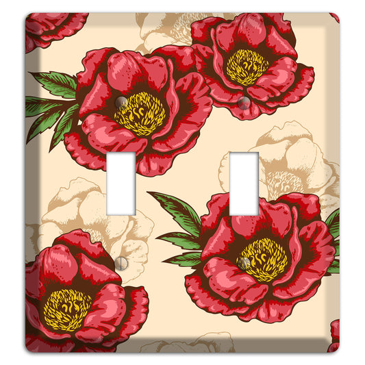 Red Peony Style A 2 Toggle Wallplate