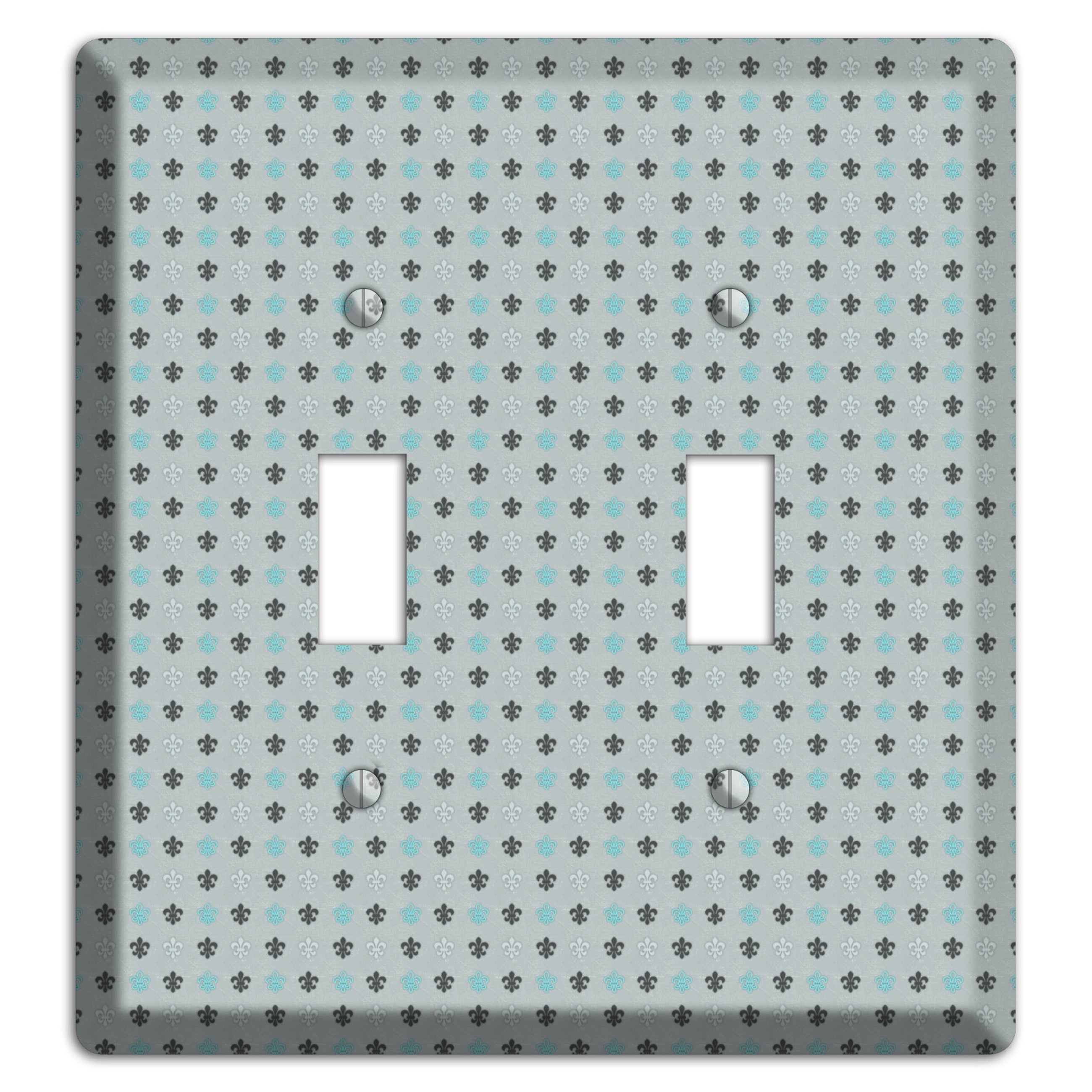 Dusty Blue with Fleur de Lis 2 Toggle Wallplate