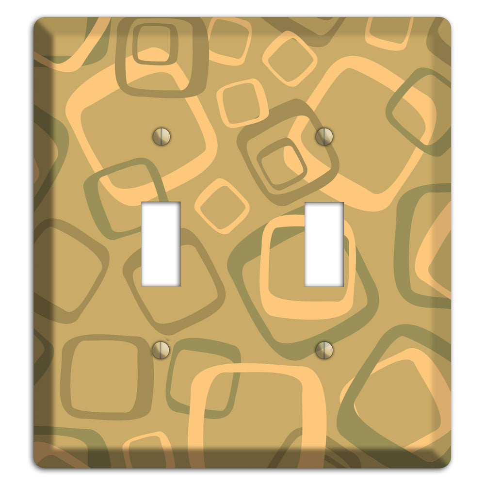 Multi Olive Random Retro Squares 2 Toggle Wallplate