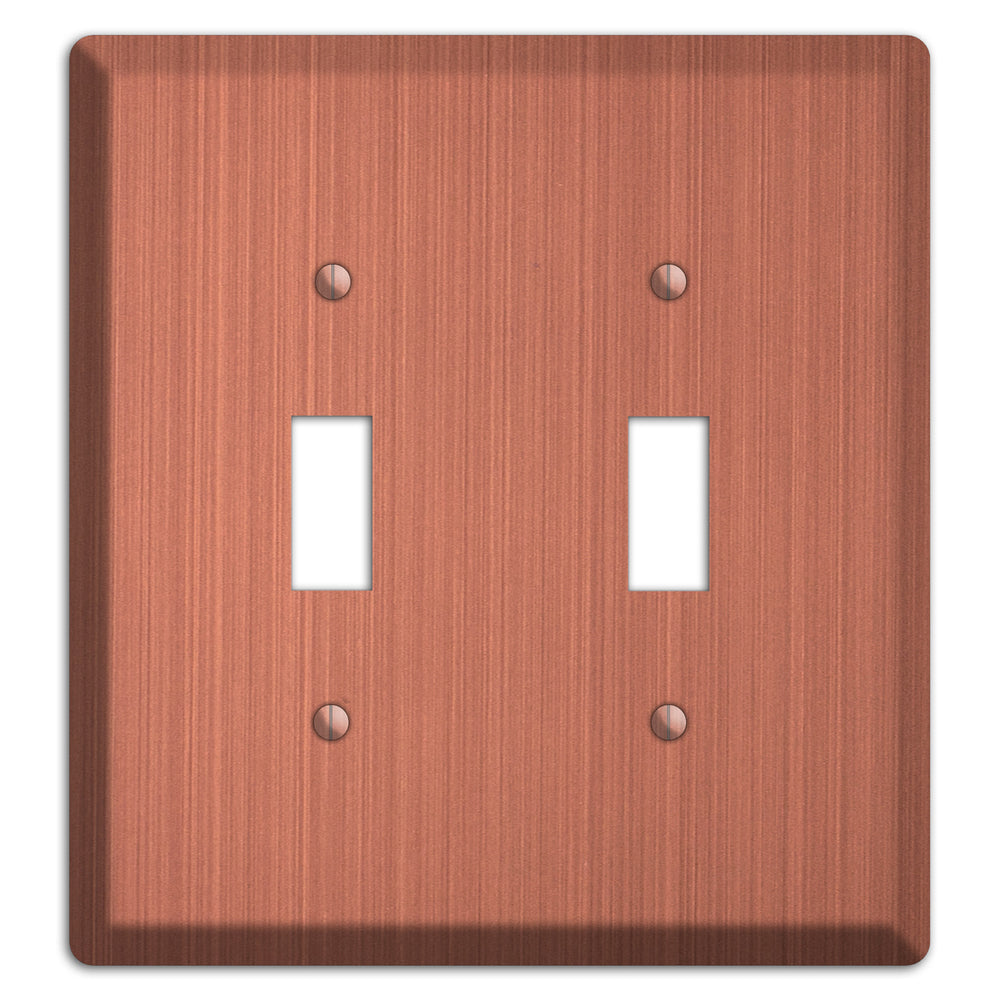 Antique Brushed Solid Copper 2 Toggle Wallplate