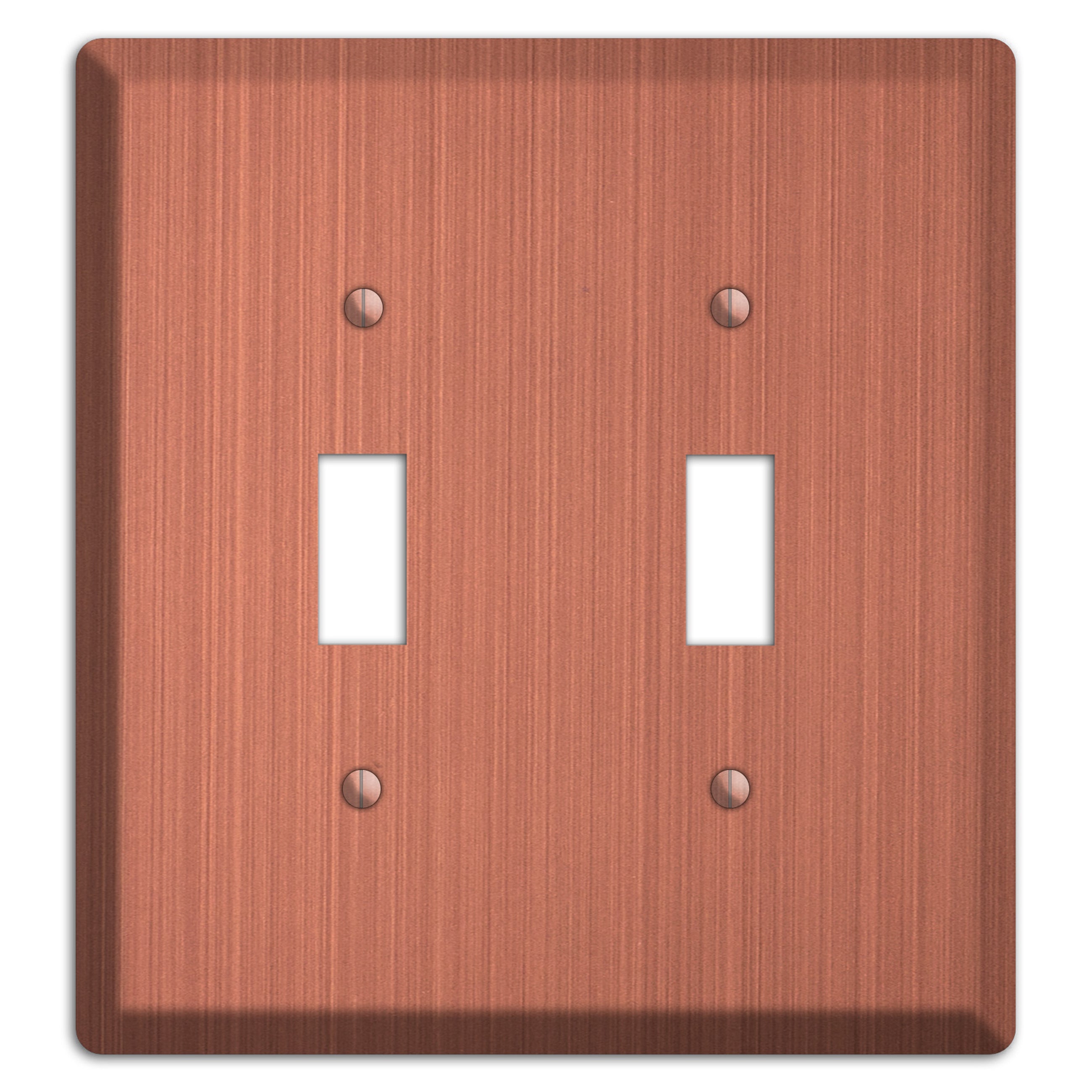 Antique Brushed Solid Copper 2 Toggle Wallplate