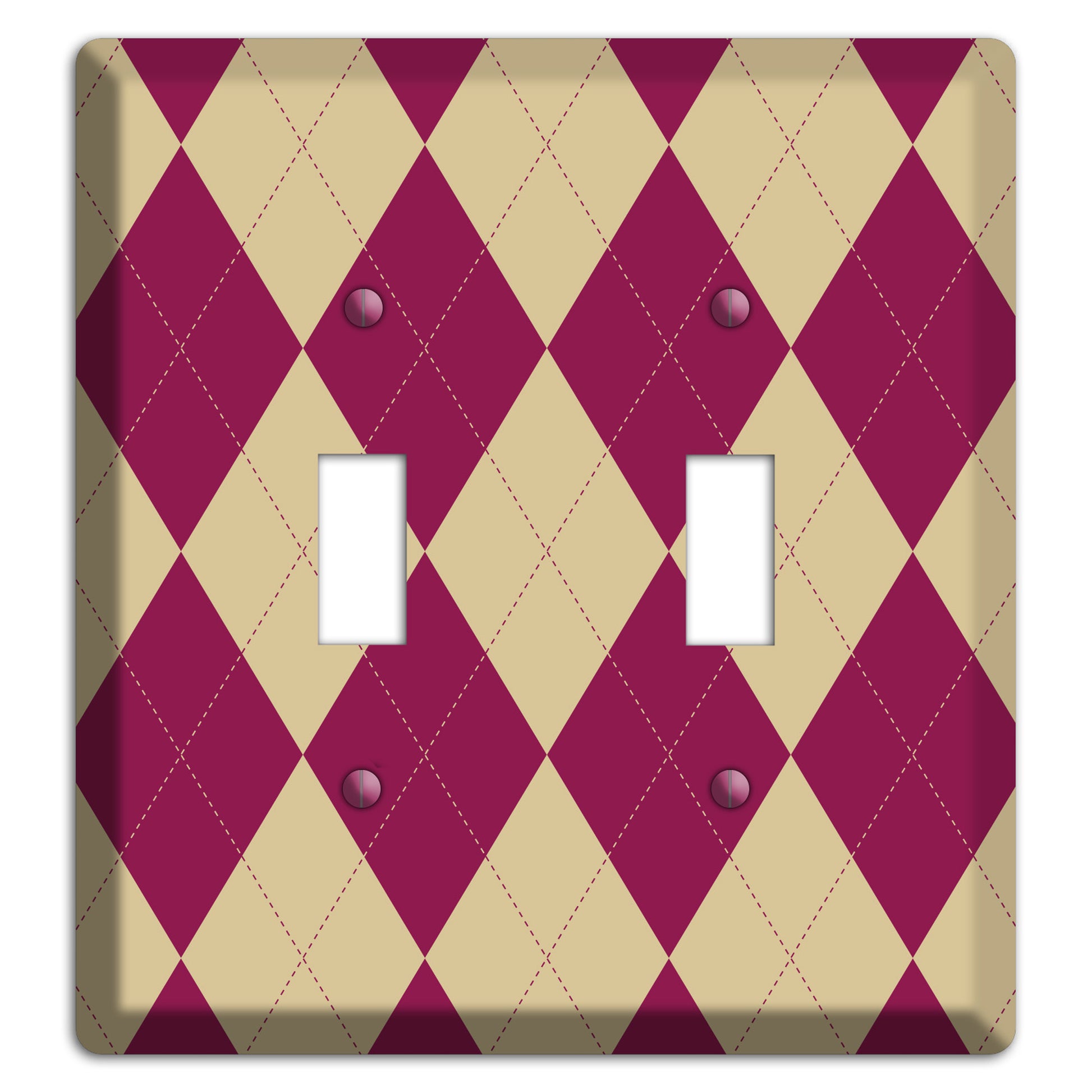 Red and Tan Argyle 2 Toggle Wallplate
