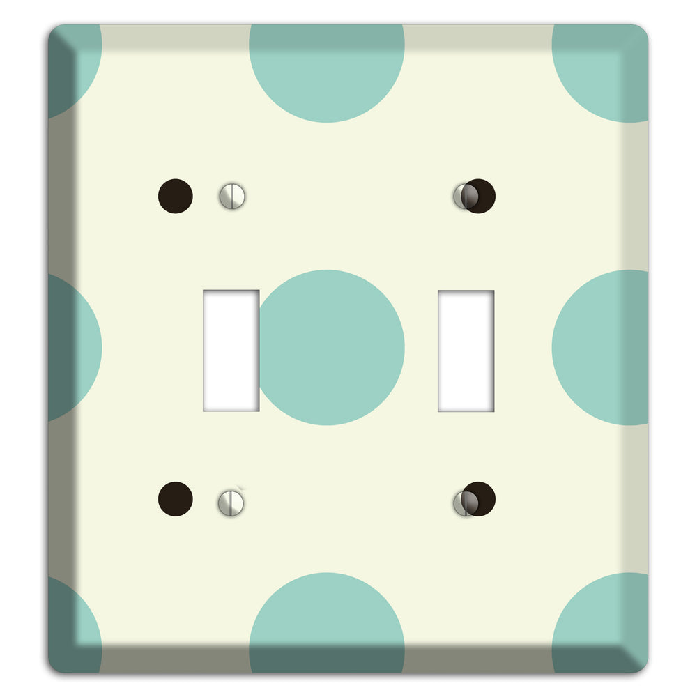 Soft Green with Aqua and Black Multi Tiled Medium Dots 2 Toggle Wallplate