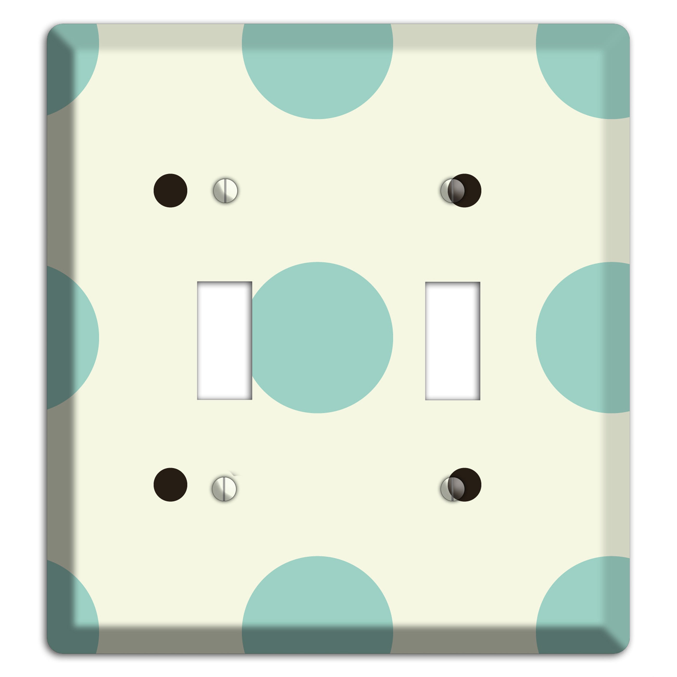 Soft Green with Aqua and Black Multi Tiled Medium Dots 2 Toggle Wallplate