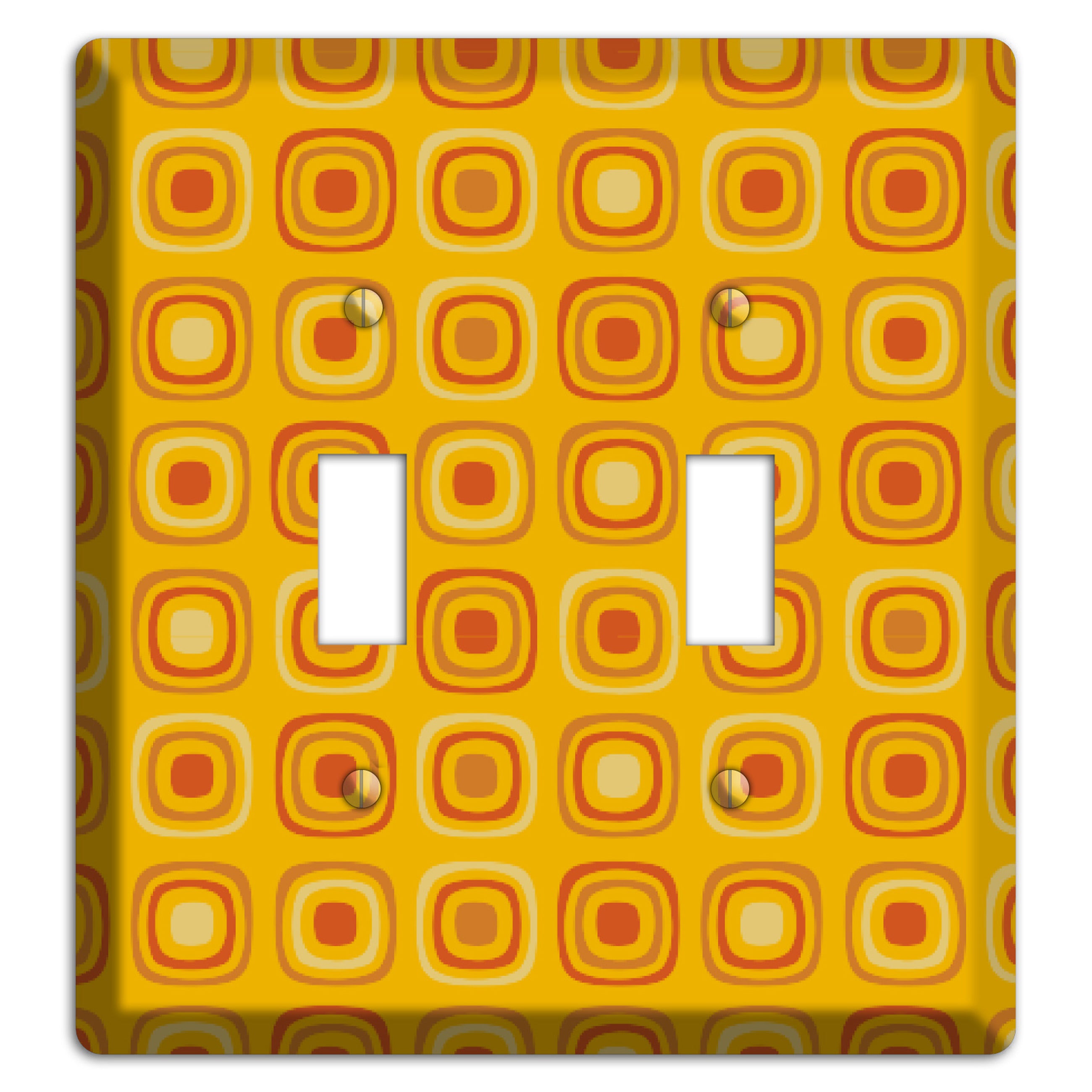 Multi Orange Red Retro Squares 2 Toggle Wallplate