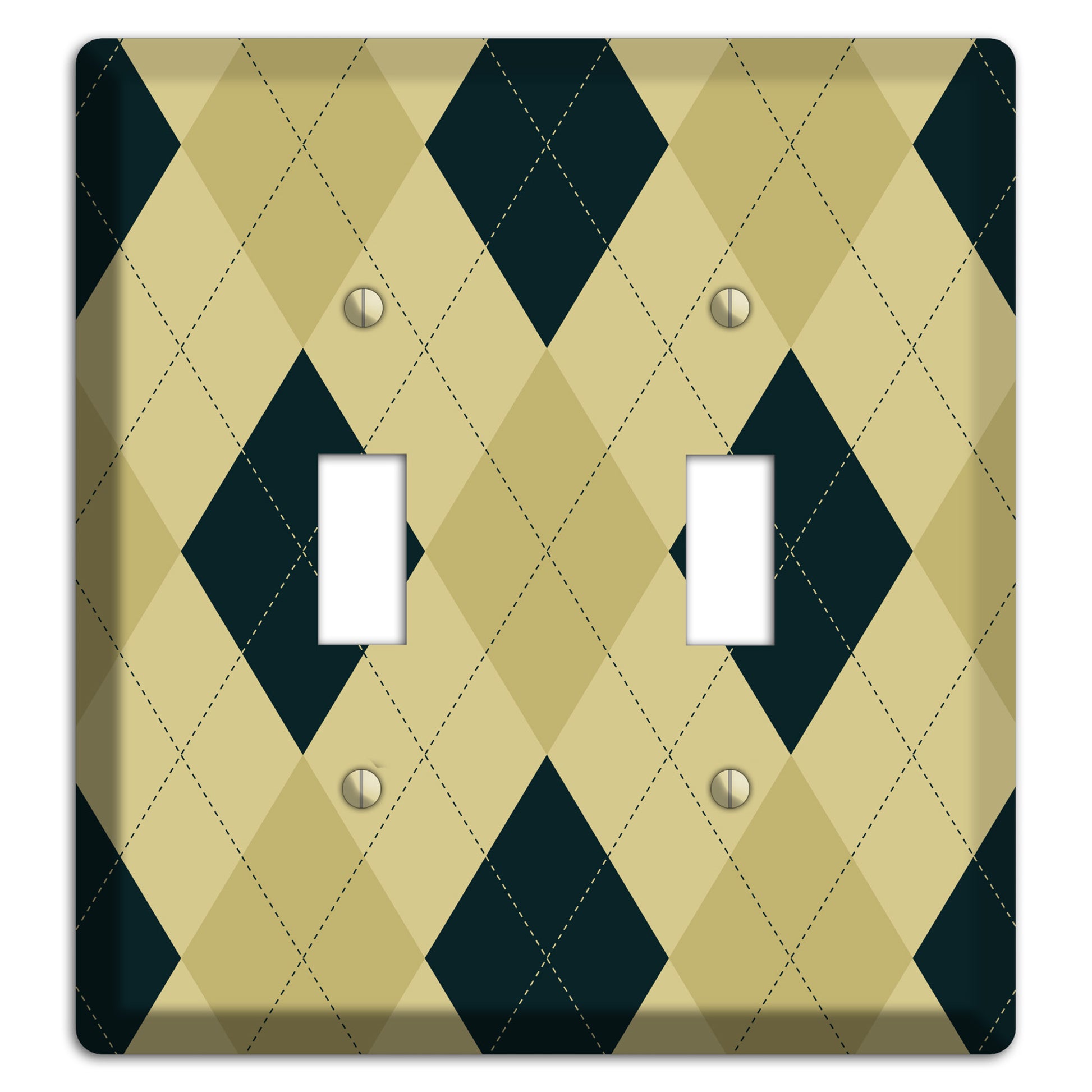 Beige and Yellow Argyle 2 Toggle Wallplate