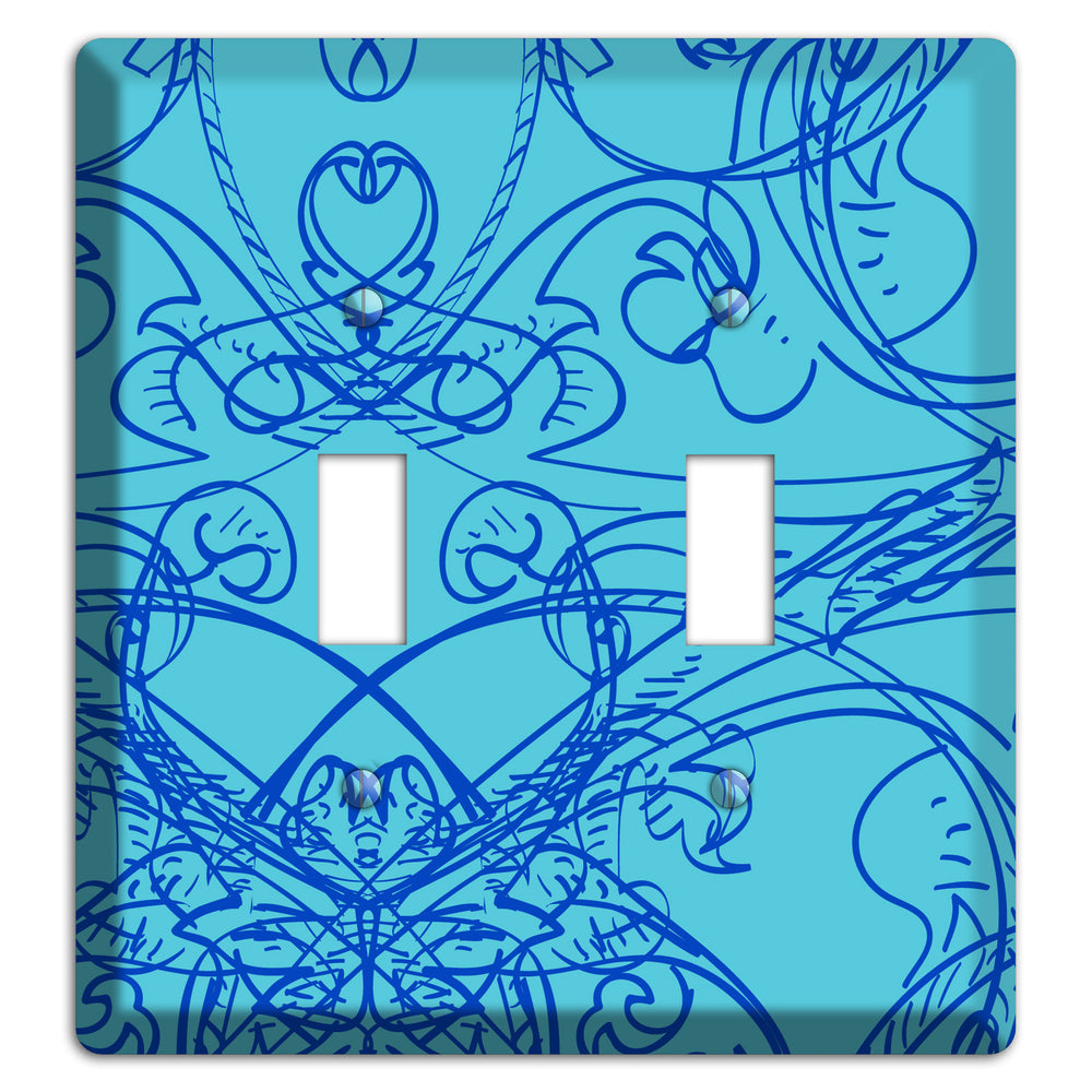 Turquoise Deco Sketch 2 Toggle Wallplate
