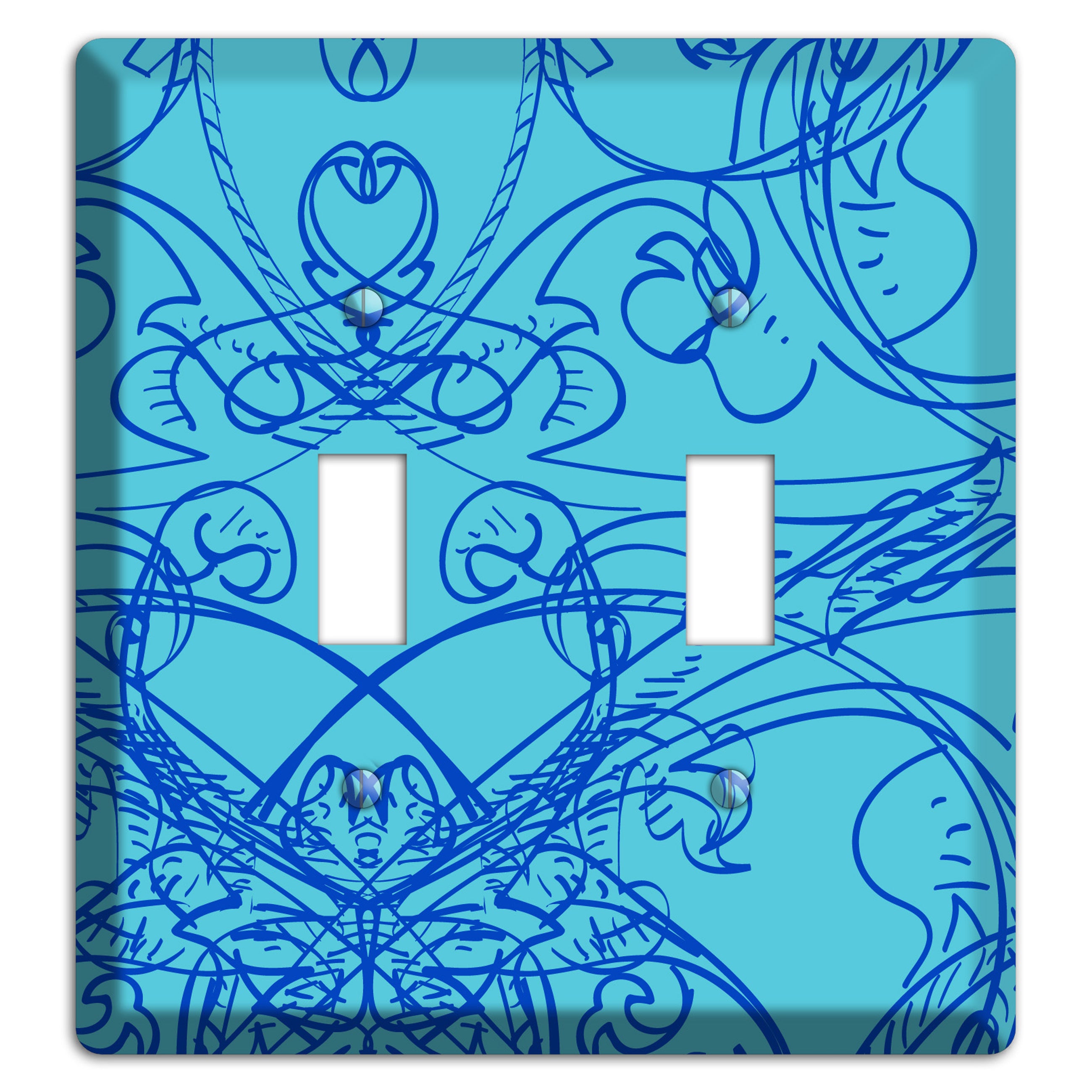 Turquoise Deco Sketch 2 Toggle Wallplate