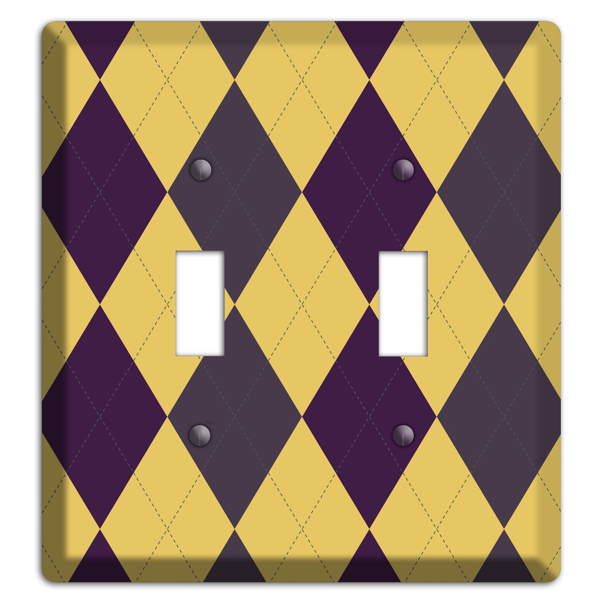Yellow Plum Brown Argyle 2 Toggle Wallplate