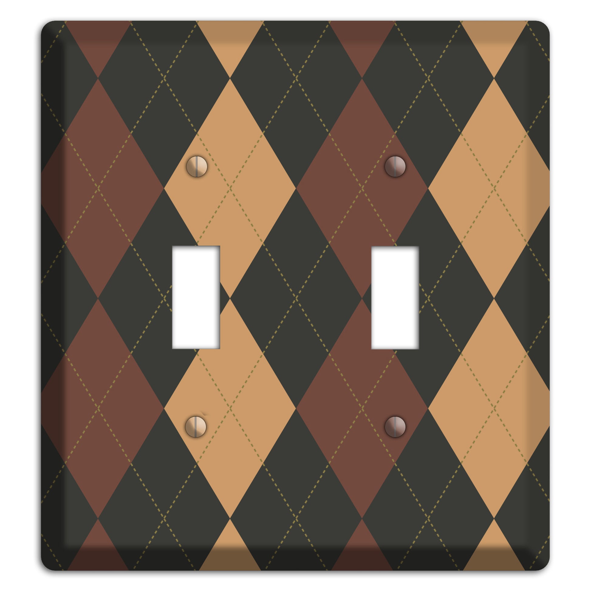 Maroon and Tan Argyle 2 Toggle Wallplate