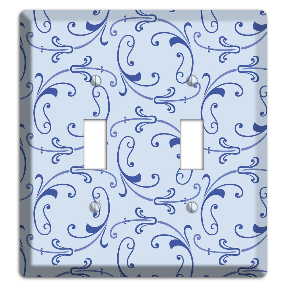 Light Blue Victorian Sprig 2 Toggle Wallplate