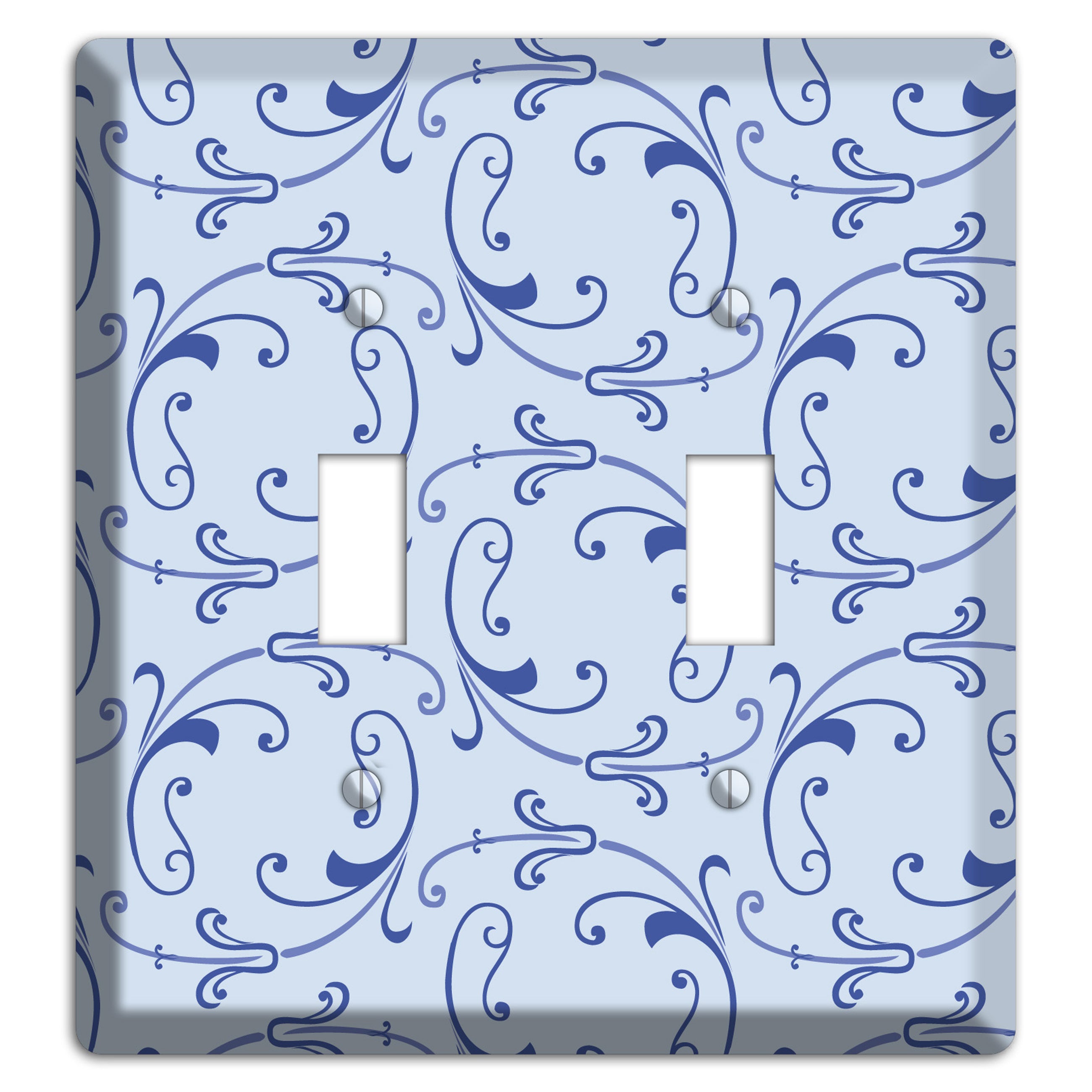 Light Blue Victorian Sprig 2 Toggle Wallplate