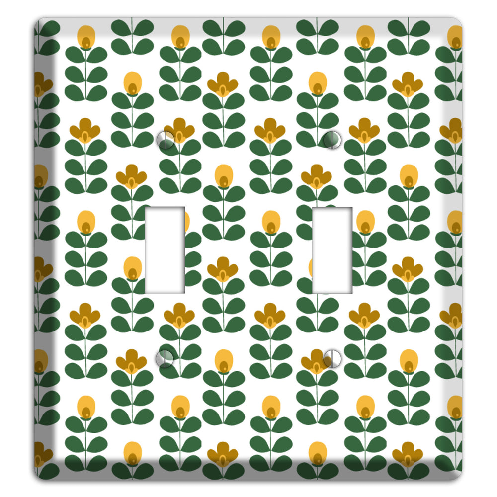 Dark Green Deco Floral Half Drop 2 Toggle Wallplate