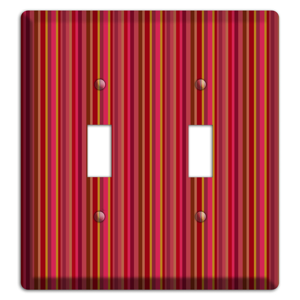 Multi Red Vertical Stripes 2 2 Toggle Wallplate