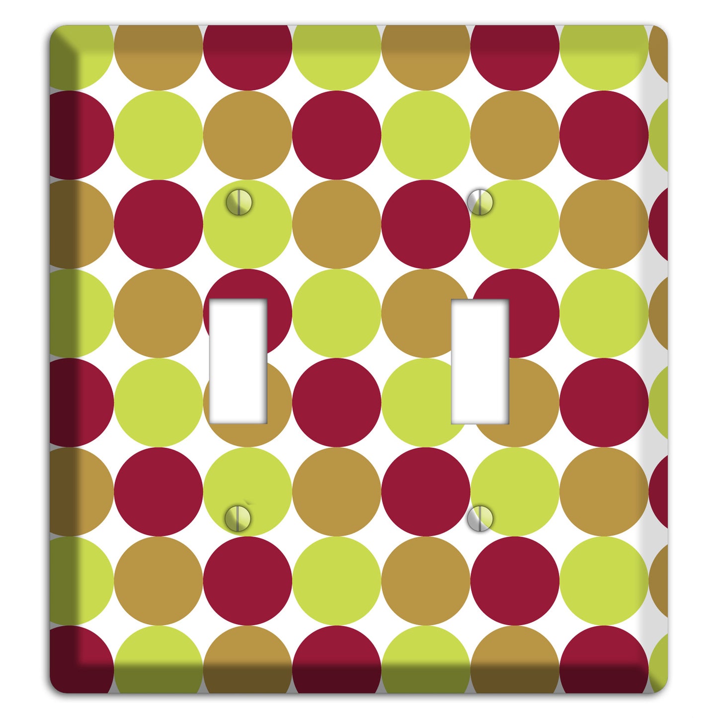 Lime Brown Maroon Tiled Dots 2 Toggle Wallplate