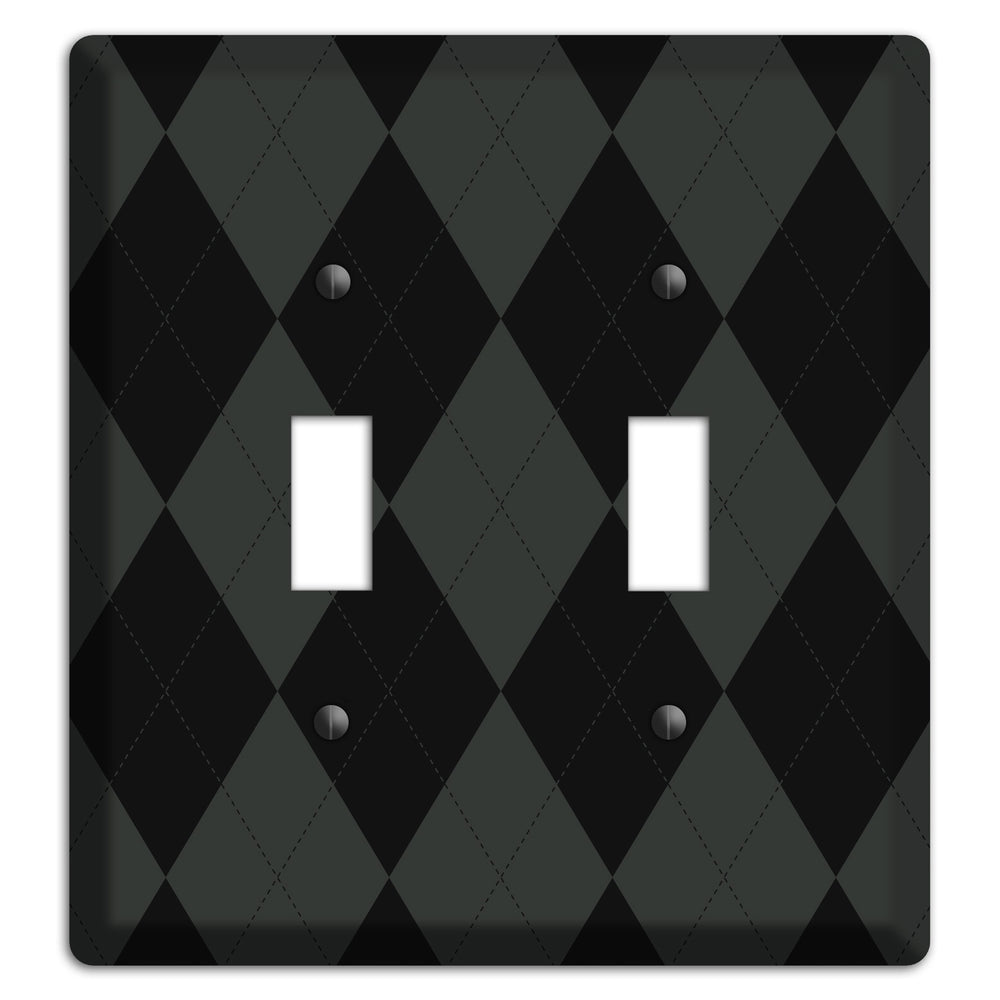Gray and Black Argyle 2 Toggle Wallplate