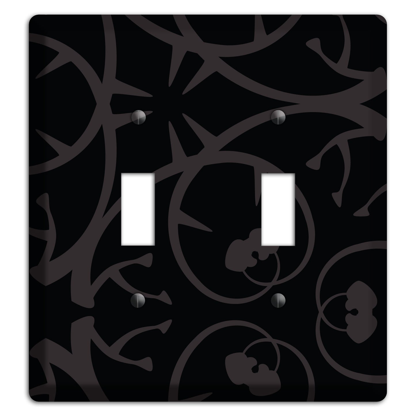 Black with Grey Abstract Swirl 2 Toggle Wallplate