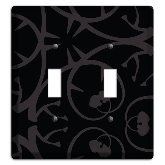 Black with Grey Abstract Swirl 2 Toggle Wallplate