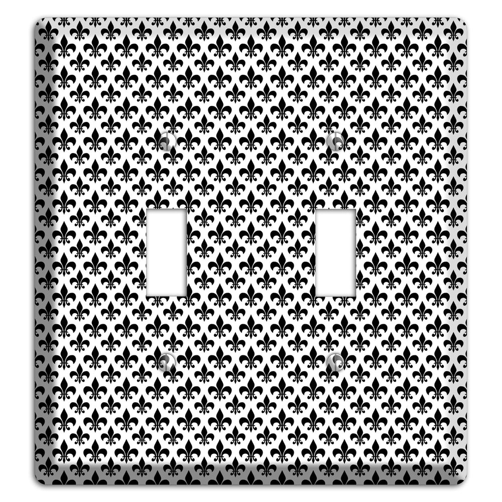 Black and White Fleur de lis 2 Toggle Wallplate