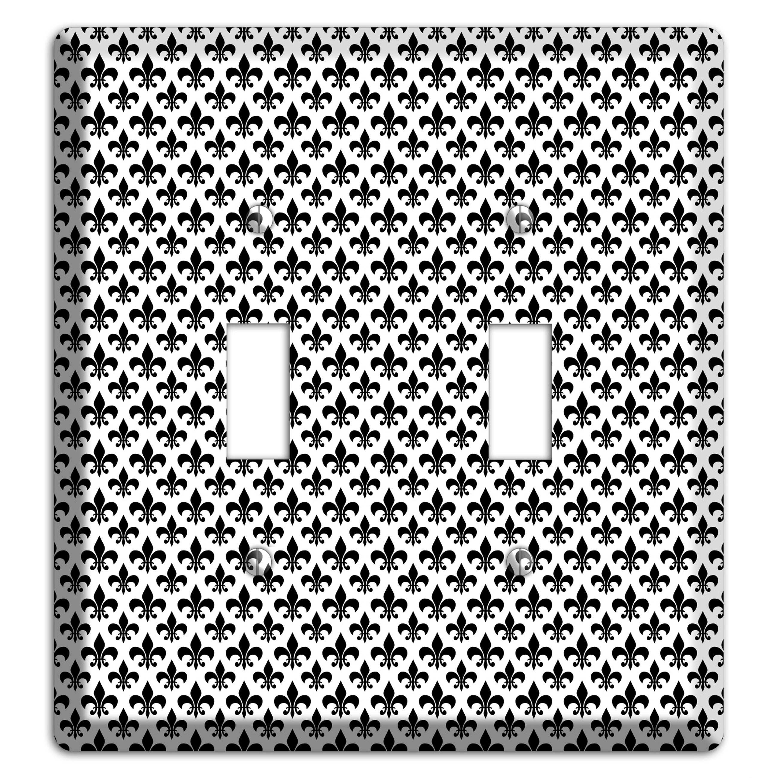 Black and White Fleur de lis 2 Toggle Wallplate