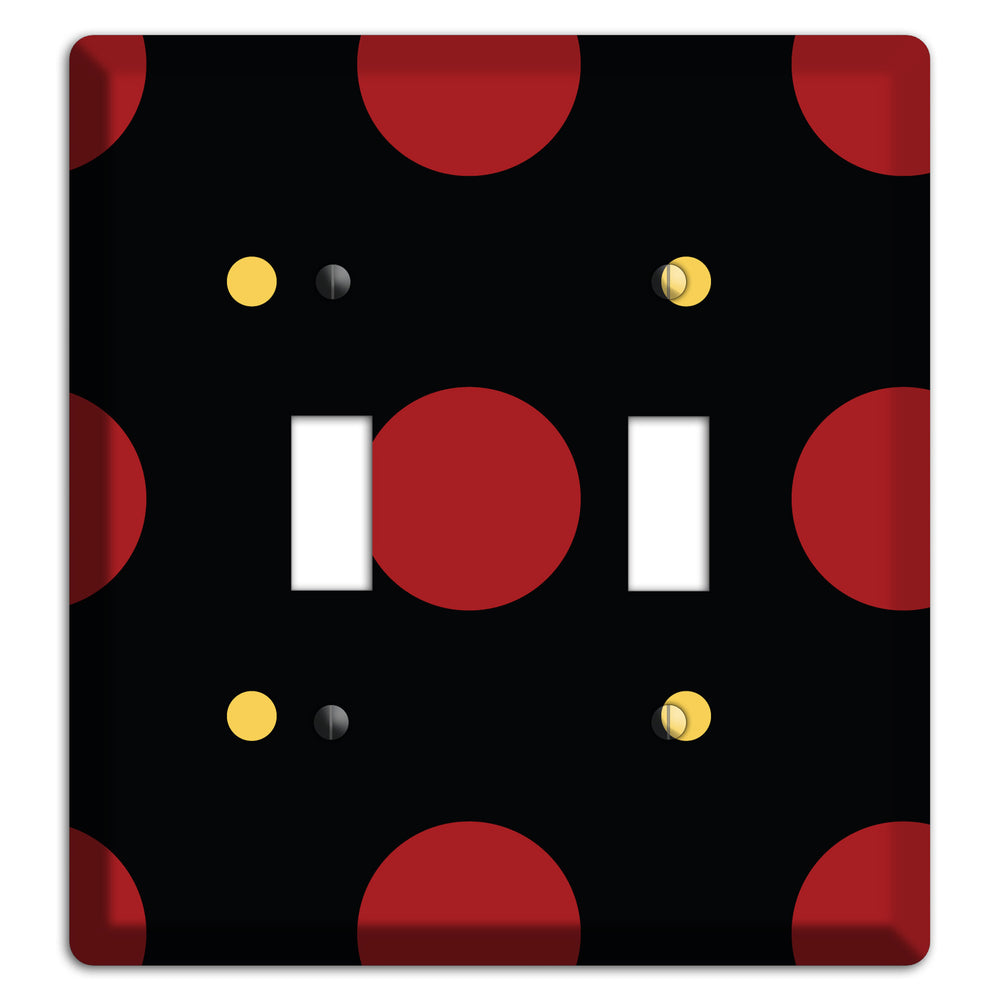 Black with Red and Yellow Multi Tiled Medium Dots 2 Toggle Wallplate
