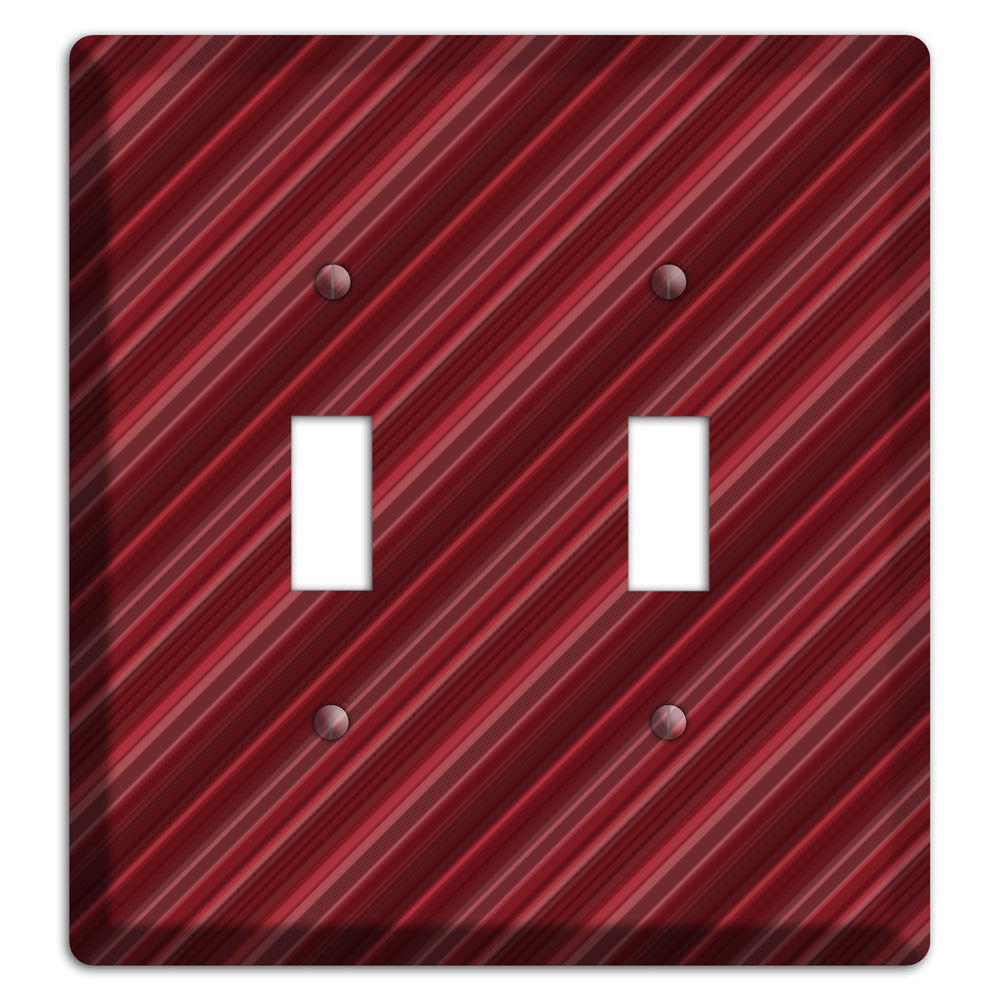 Burgundy Multi Angled Stripes 2 Toggle Wallplate