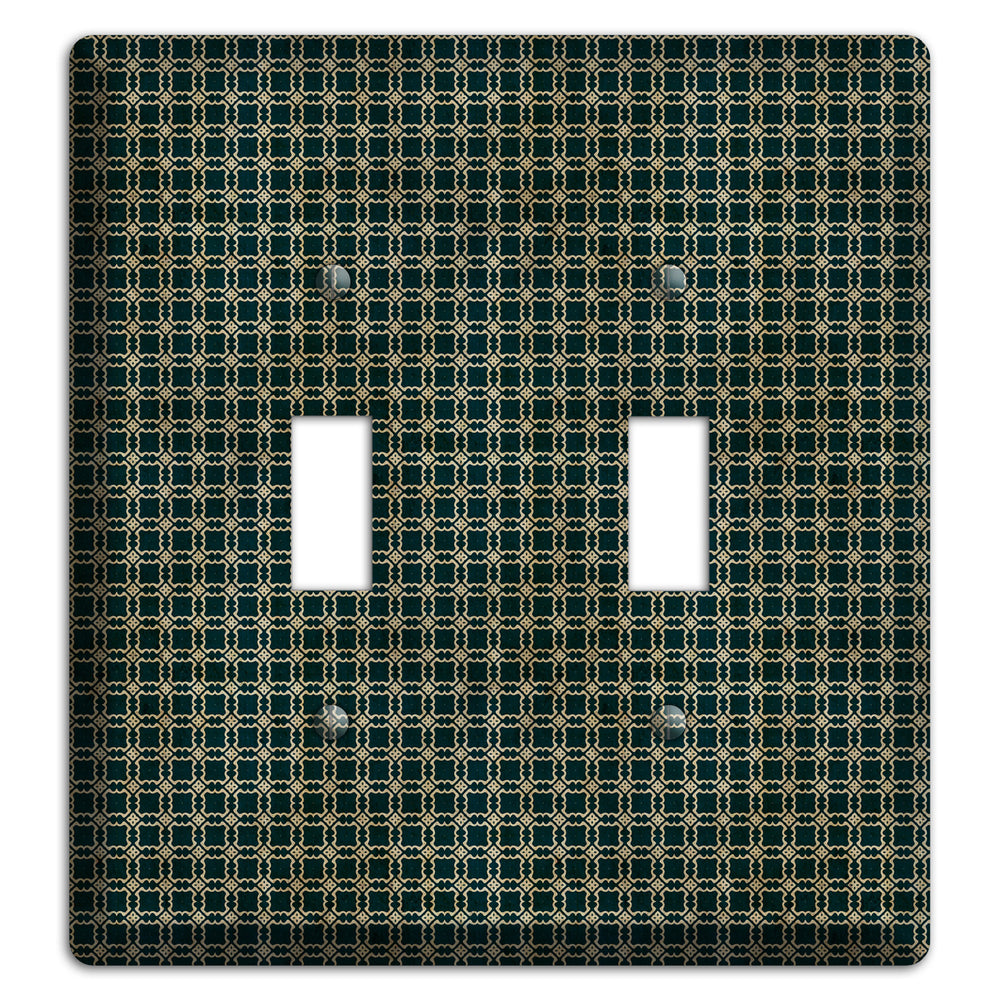 Dark Green Grunge Tiled Tiny Arabesque 2 Toggle Wallplate
