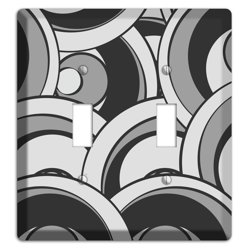 Black and Grey Deco Circles 2 Toggle Wallplate