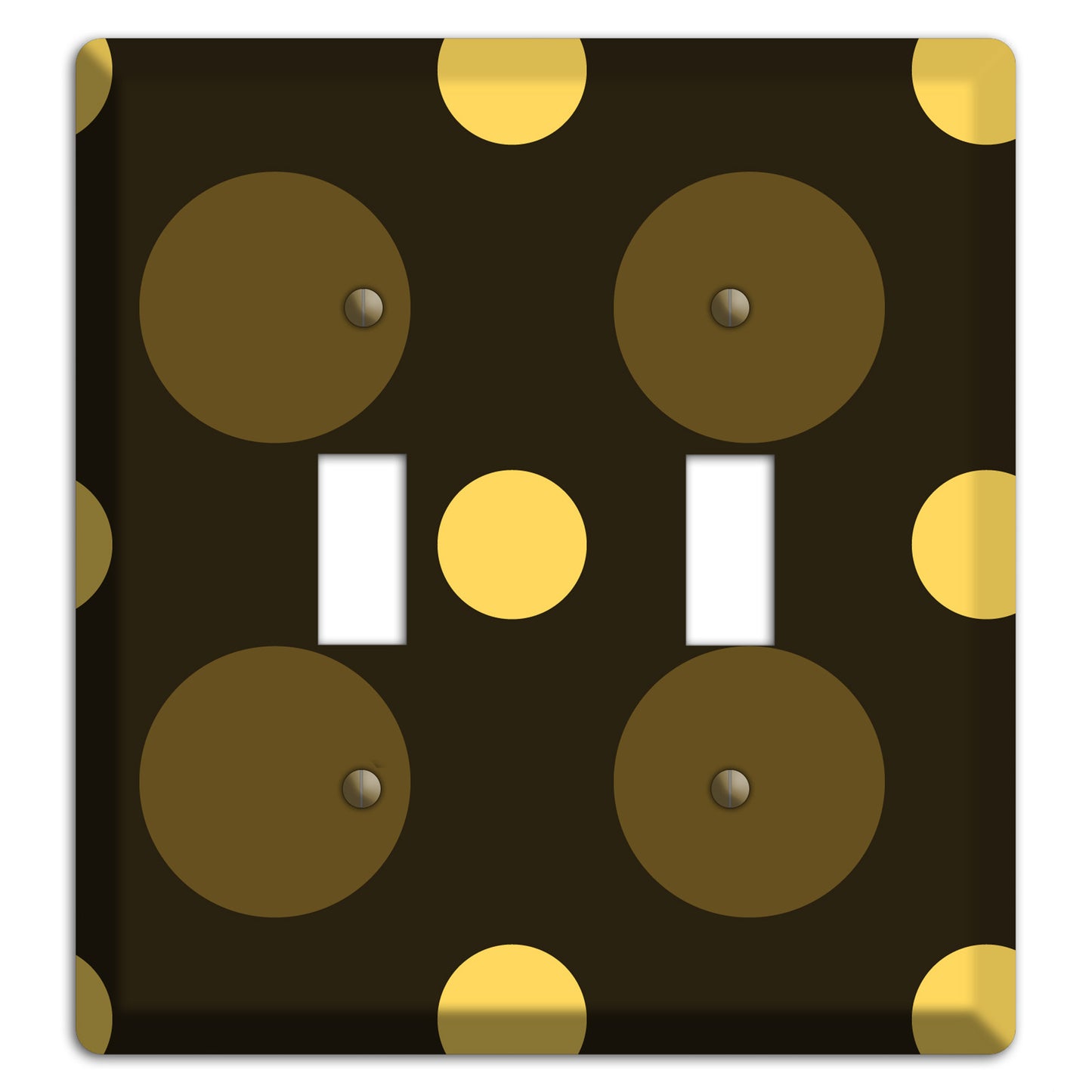 Brown with Brown and Yellow Multi Medium Polka Dots 2 Toggle Wallplate