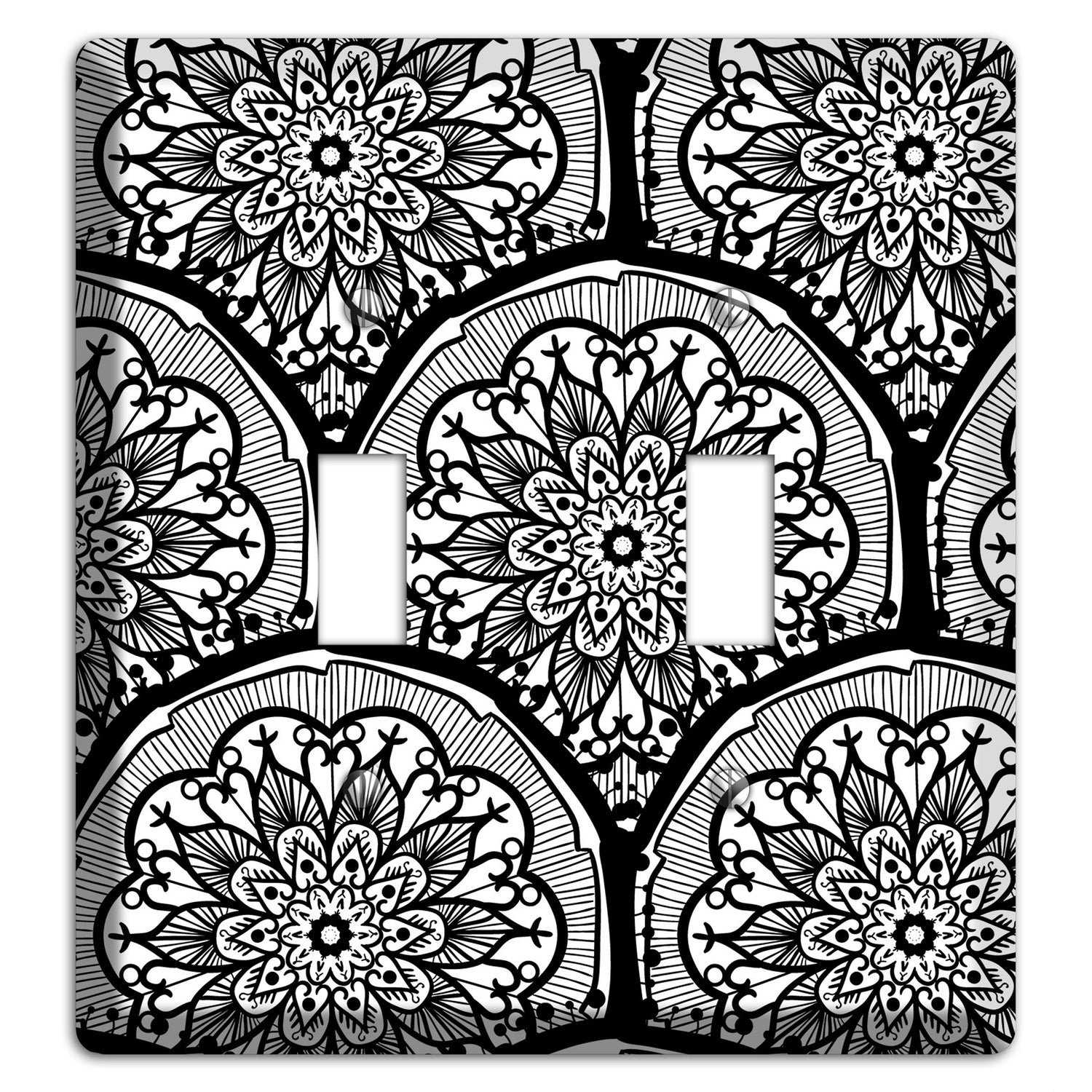 Mandala Black and White Style A Cover Plates 2 Toggle Wallplate