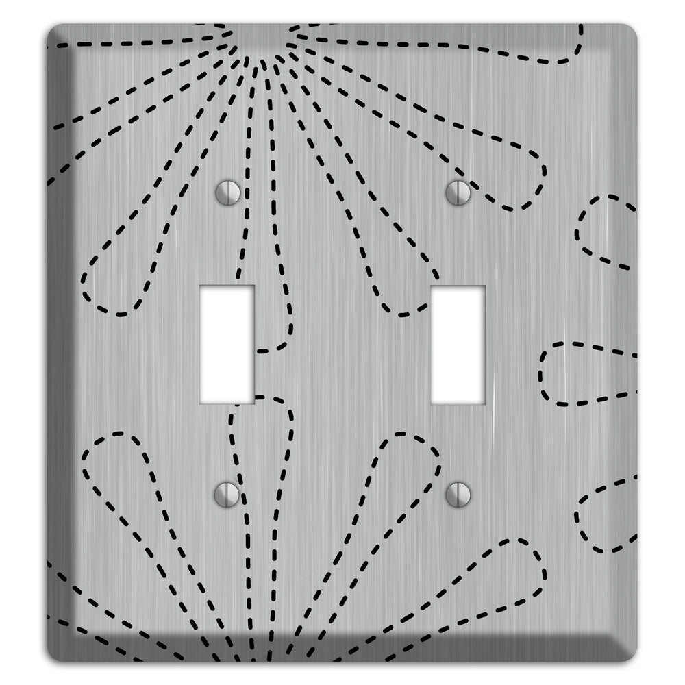 Retro Stipple Floral Stainless Steel 2 Toggle Wallplate