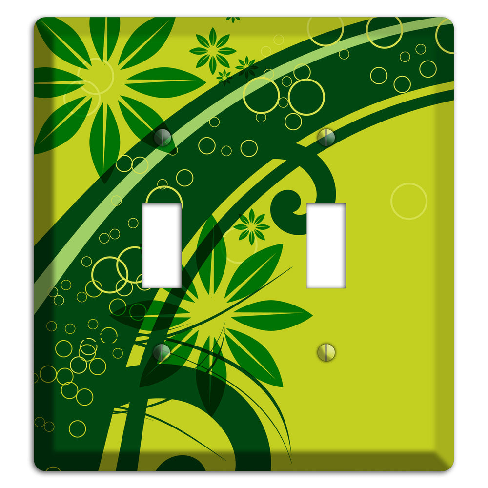 Green Retro Floral 2 Toggle Wallplate