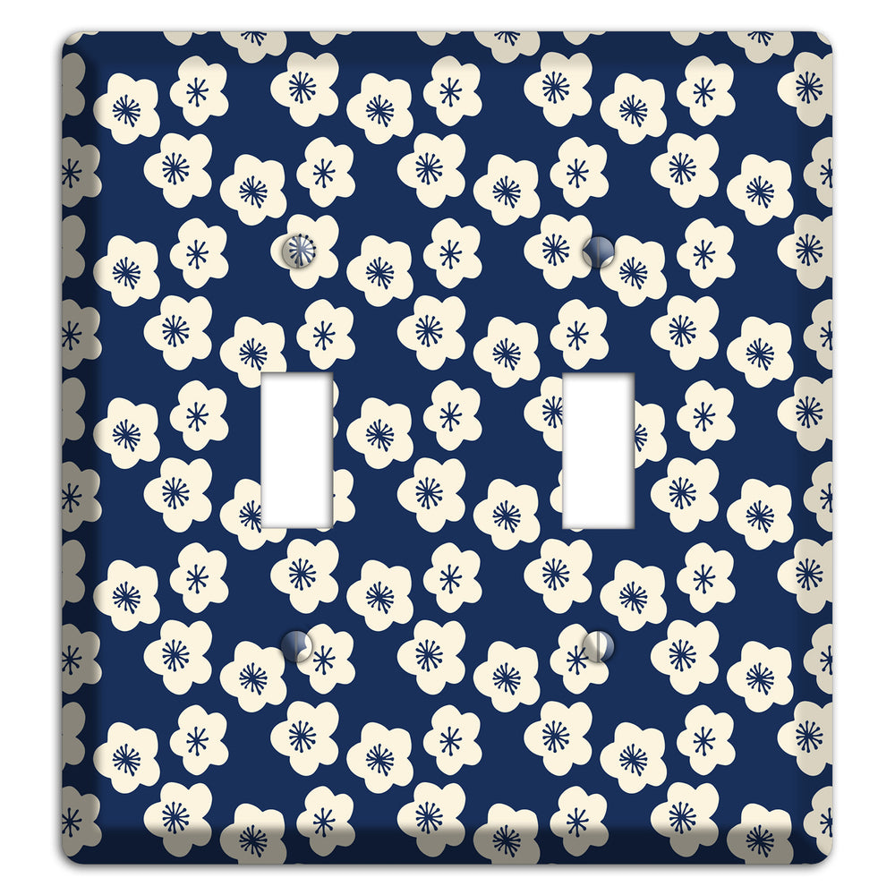 Navy Blossoms 2 Toggle Wallplate
